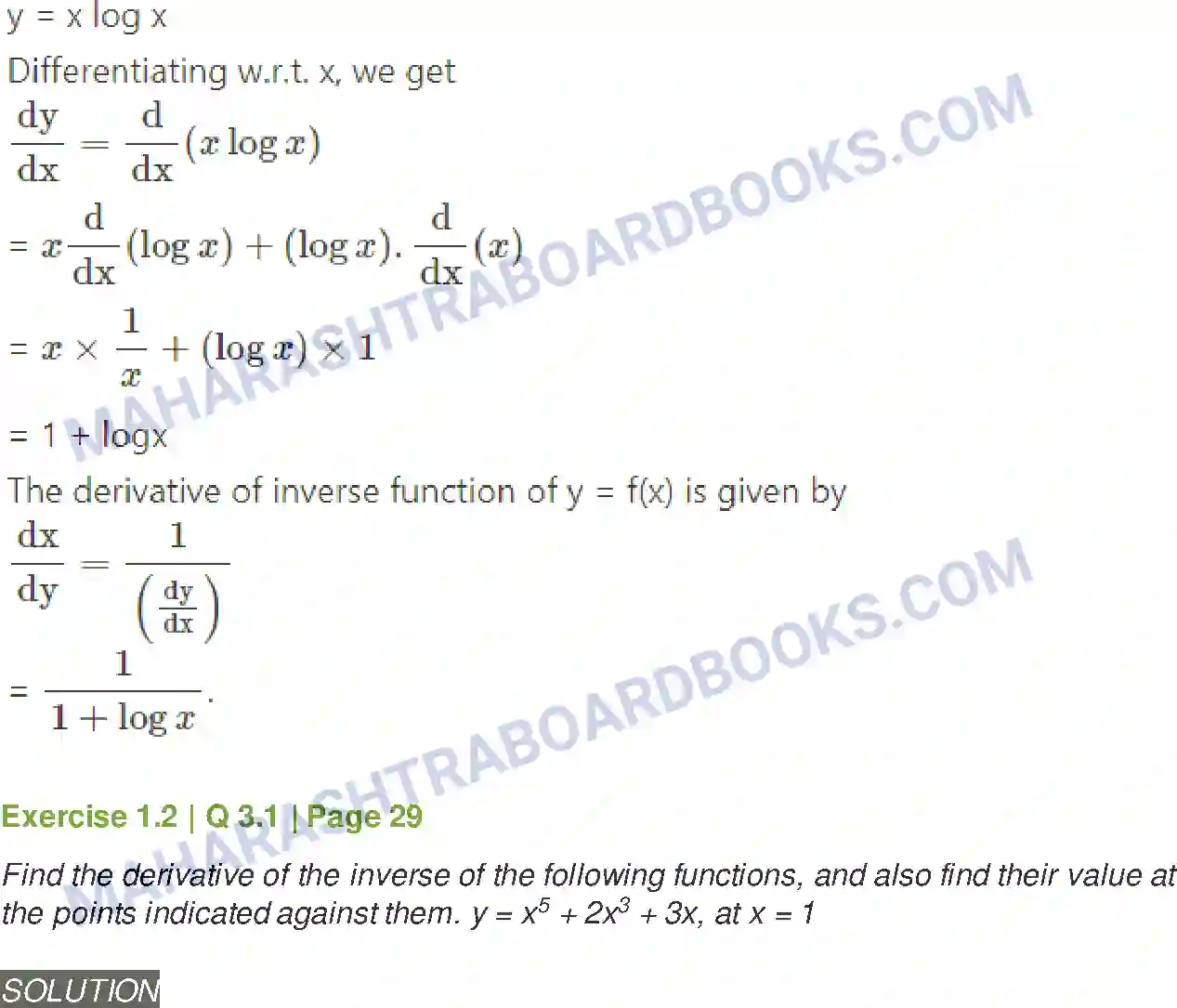 Maharashtra Board Solution Class-12 Mathematics+&+Statistics-2+(Arts+&+Science) Differentiation Image 56