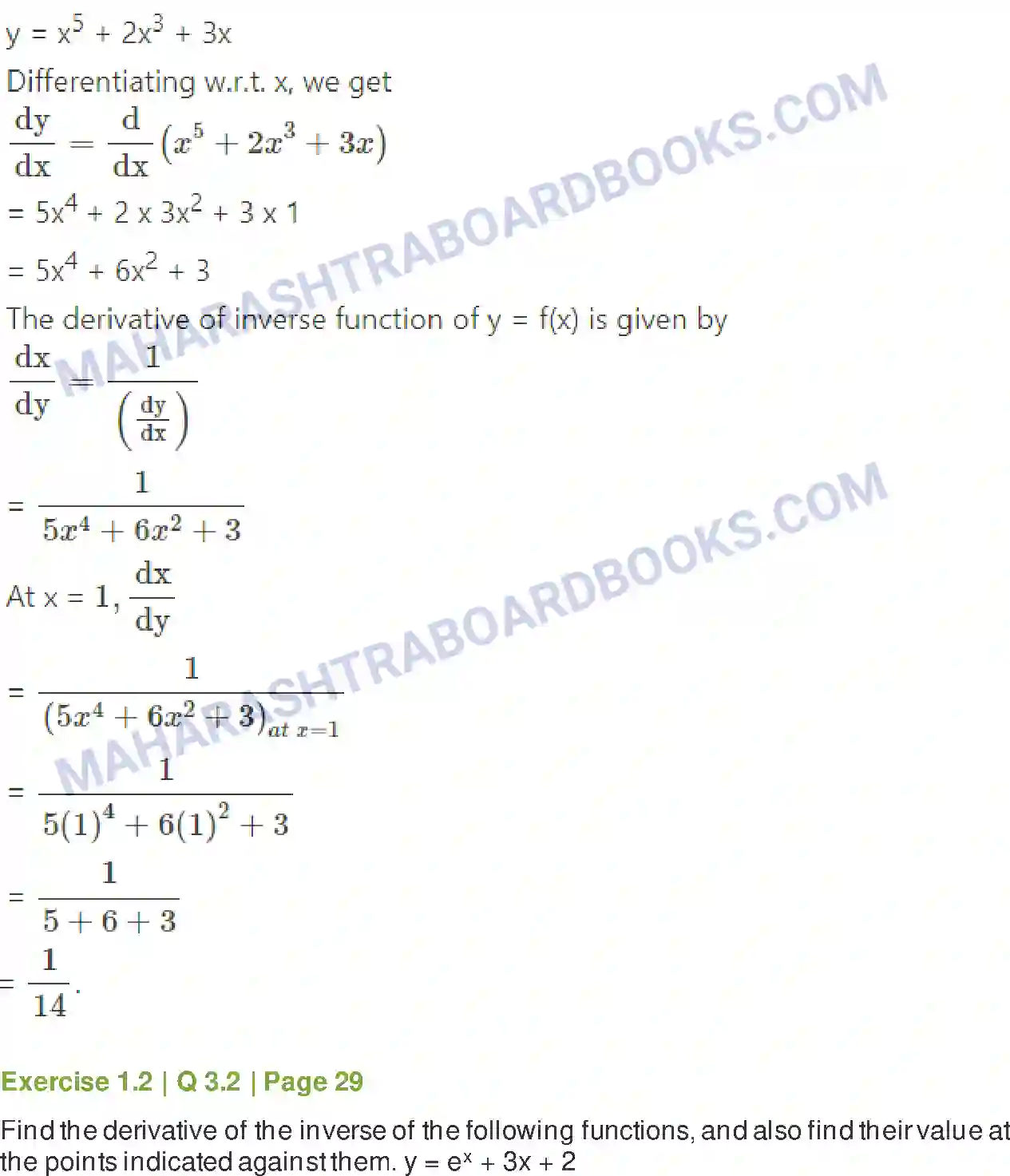 Maharashtra Board Solution Class-12 Mathematics+&+Statistics-2+(Arts+&+Science) Differentiation Image 57