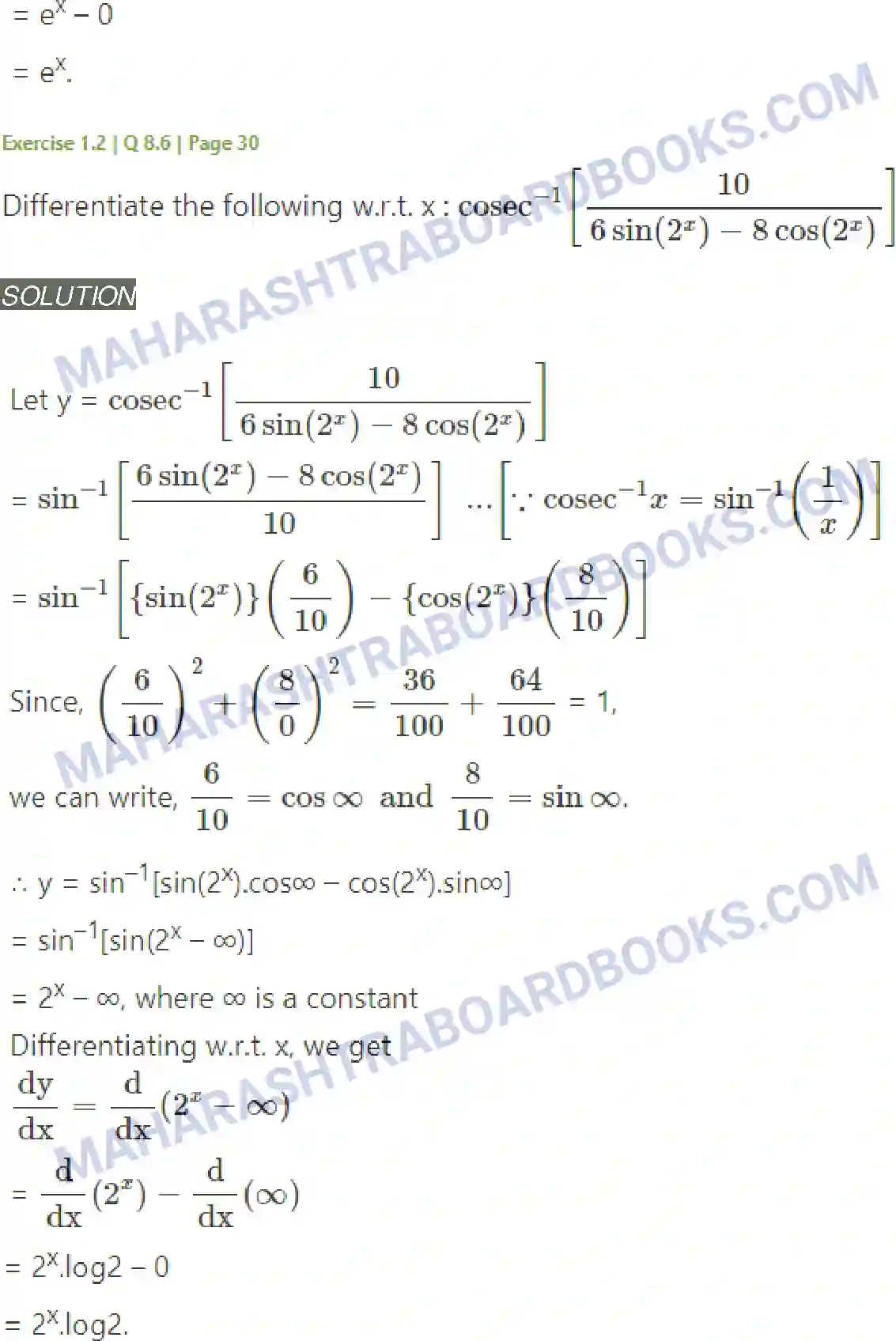 Maharashtra Board Solution Class-12 Mathematics+&+Statistics-2+(Arts+&+Science) Differentiation Image 94