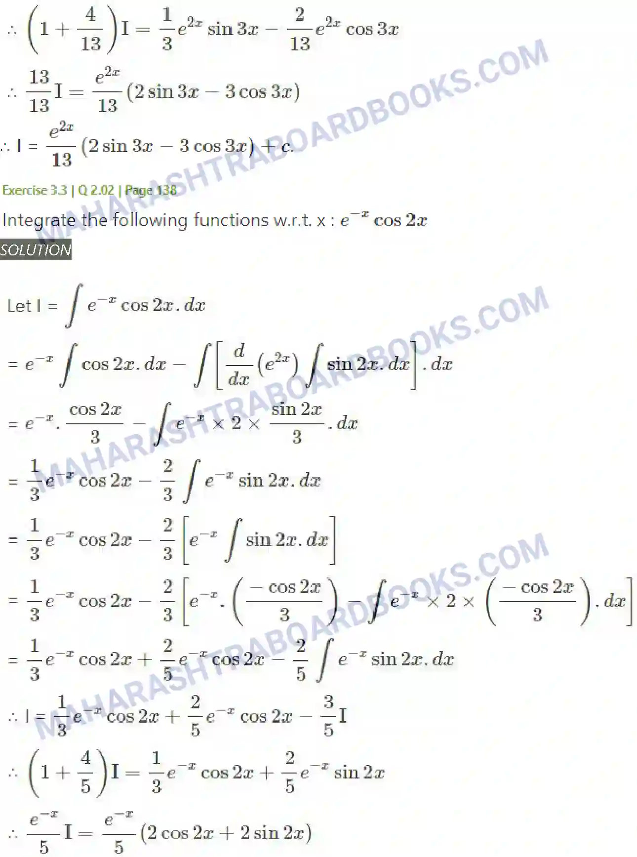 Maharashtra Board Solution Class-12 Mathematics+&+Statistics-2+(Arts+&+Science) Indefinite Integration Image 110