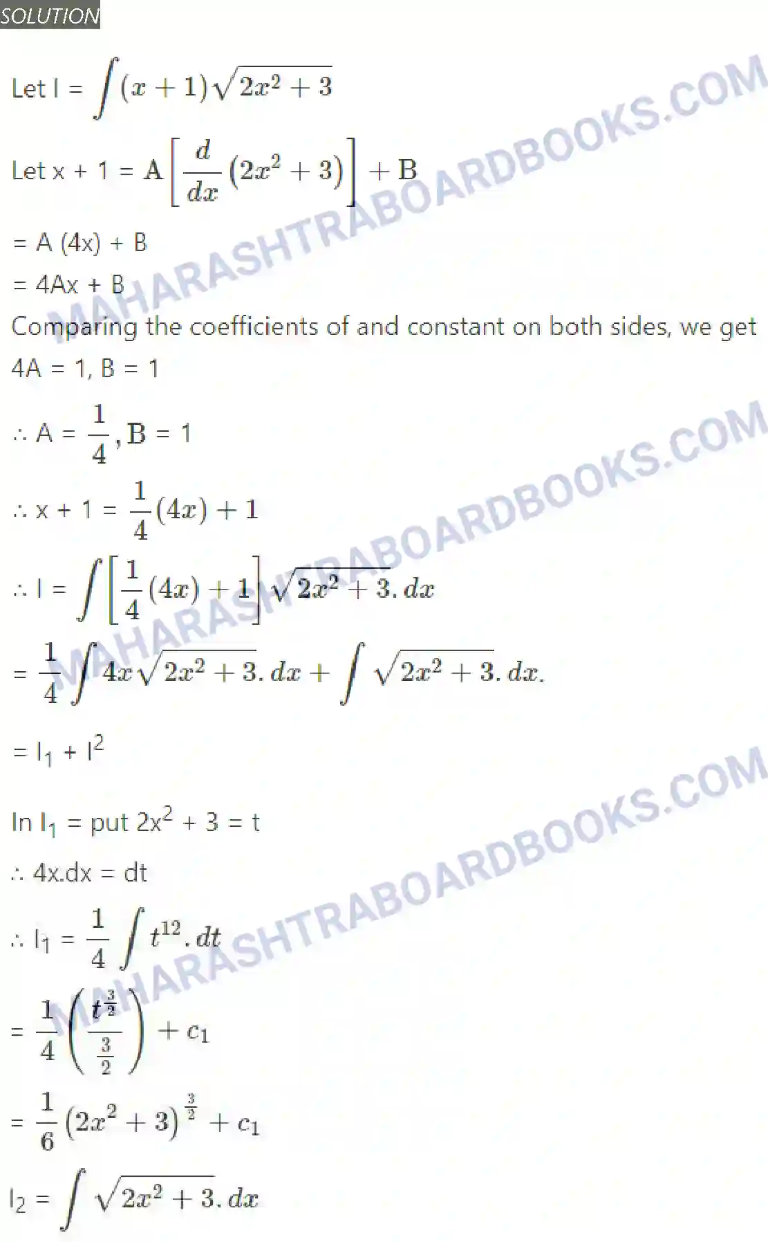 Maharashtra Board Solution Class-12 Mathematics+&+Statistics-2+(Arts+&+Science) Indefinite Integration Image 115