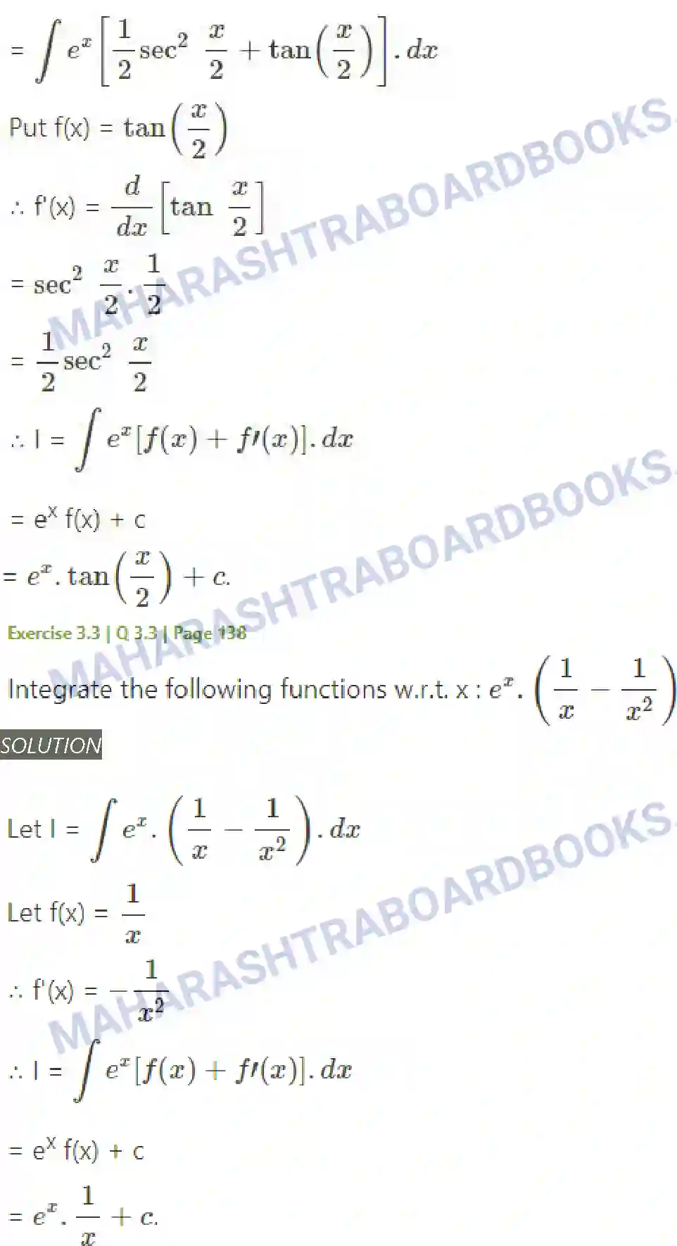 Maharashtra Board Solution Class-12 Mathematics+&+Statistics-2+(Arts+&+Science) Indefinite Integration Image 121