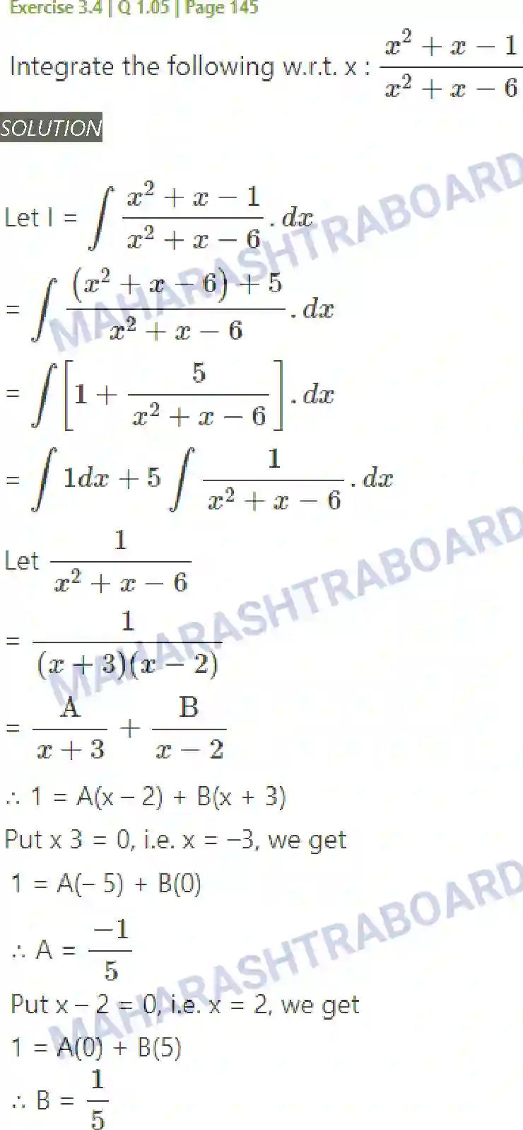 Maharashtra Board Solution Class-12 Mathematics+&+Statistics-2+(Arts+&+Science) Indefinite Integration Image 133