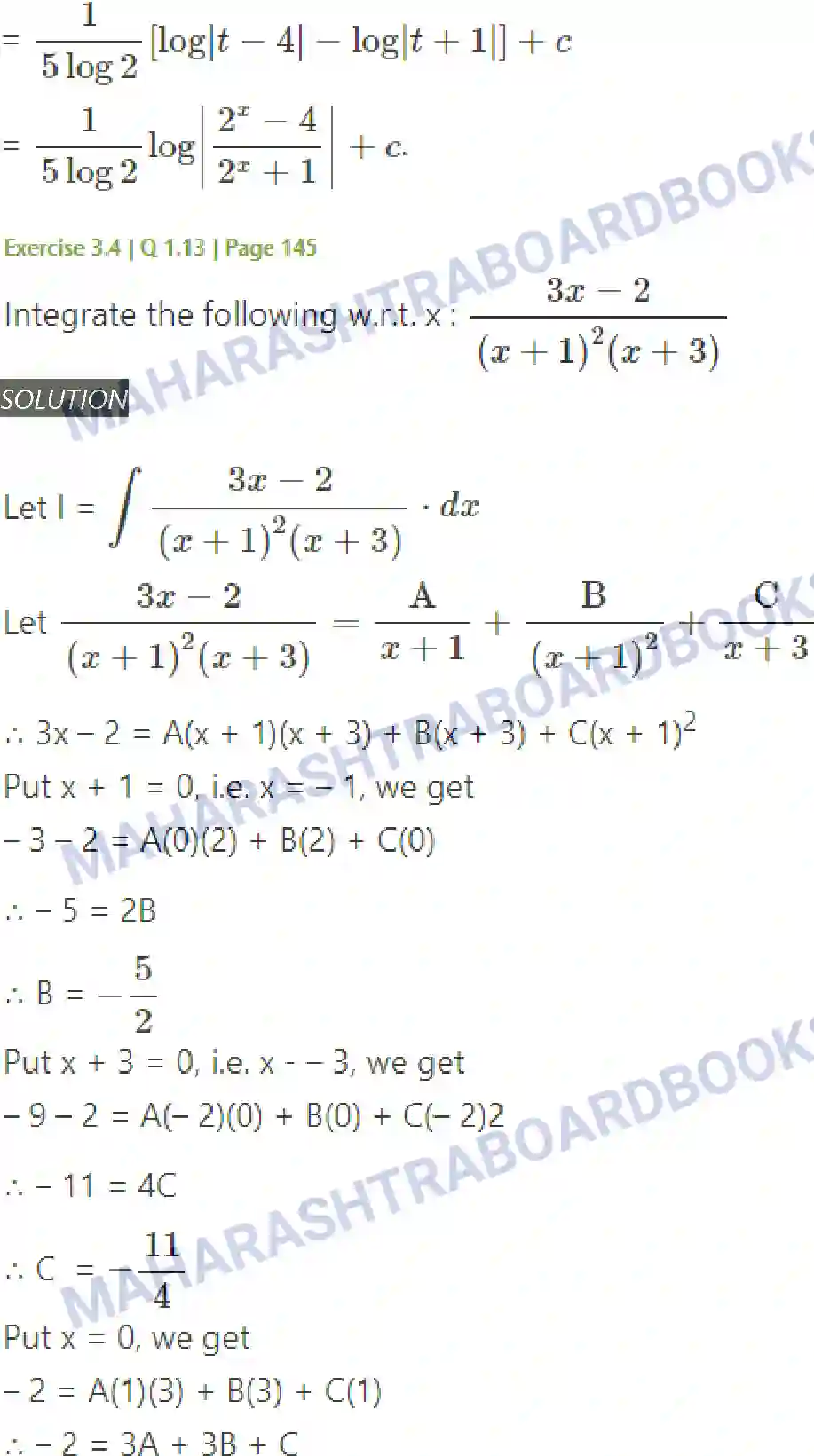 Maharashtra Board Solution Class-12 Mathematics+&+Statistics-2+(Arts+&+Science) Indefinite Integration Image 143