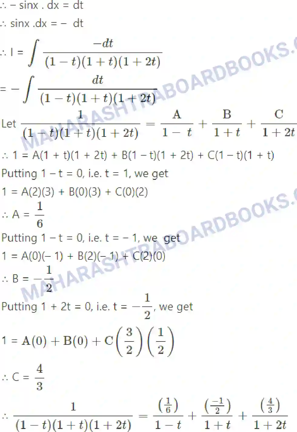 Maharashtra Board Solution Class-12 Mathematics+&+Statistics-2+(Arts+&+Science) Indefinite Integration Image 152