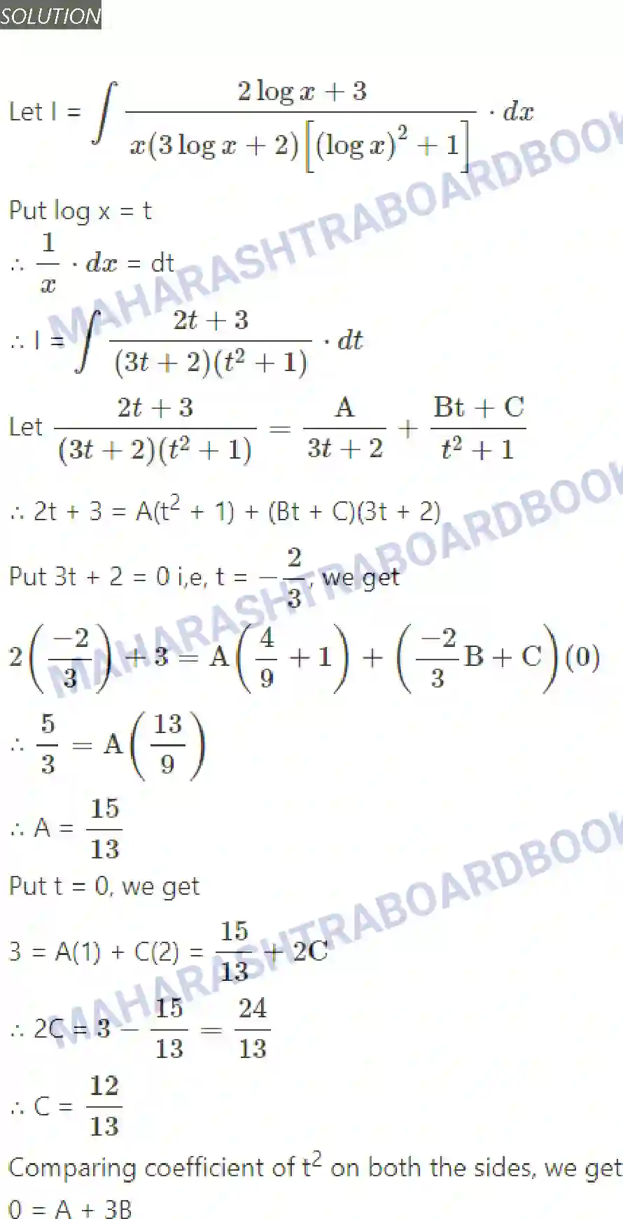 Maharashtra Board Solution Class-12 Mathematics+&+Statistics-2+(Arts+&+Science) Indefinite Integration Image 161