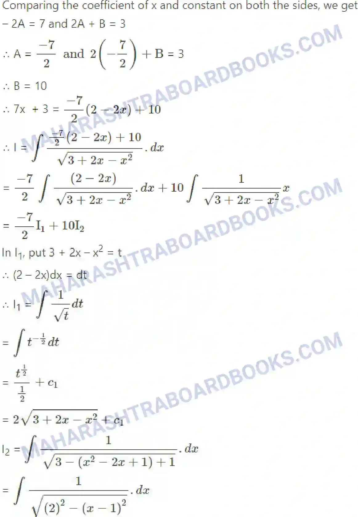 Maharashtra Board Solution Class-12 Mathematics+&+Statistics-2+(Arts+&+Science) Indefinite Integration Image 83