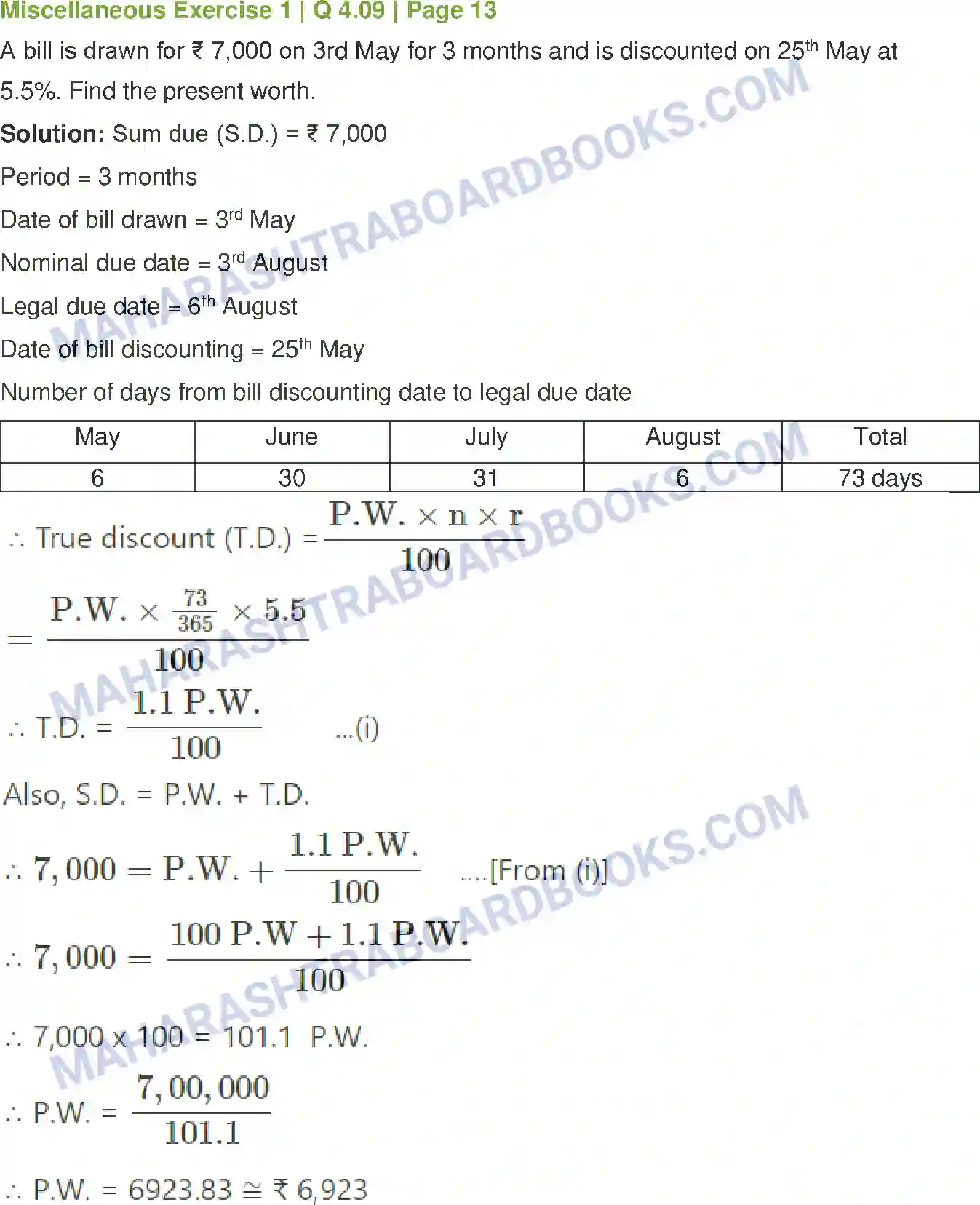 Maharashtra Board Solution Class-12 Mathematics+&+Statistics-2+(Commerce) Commission, Brokerage and Discount Image 43