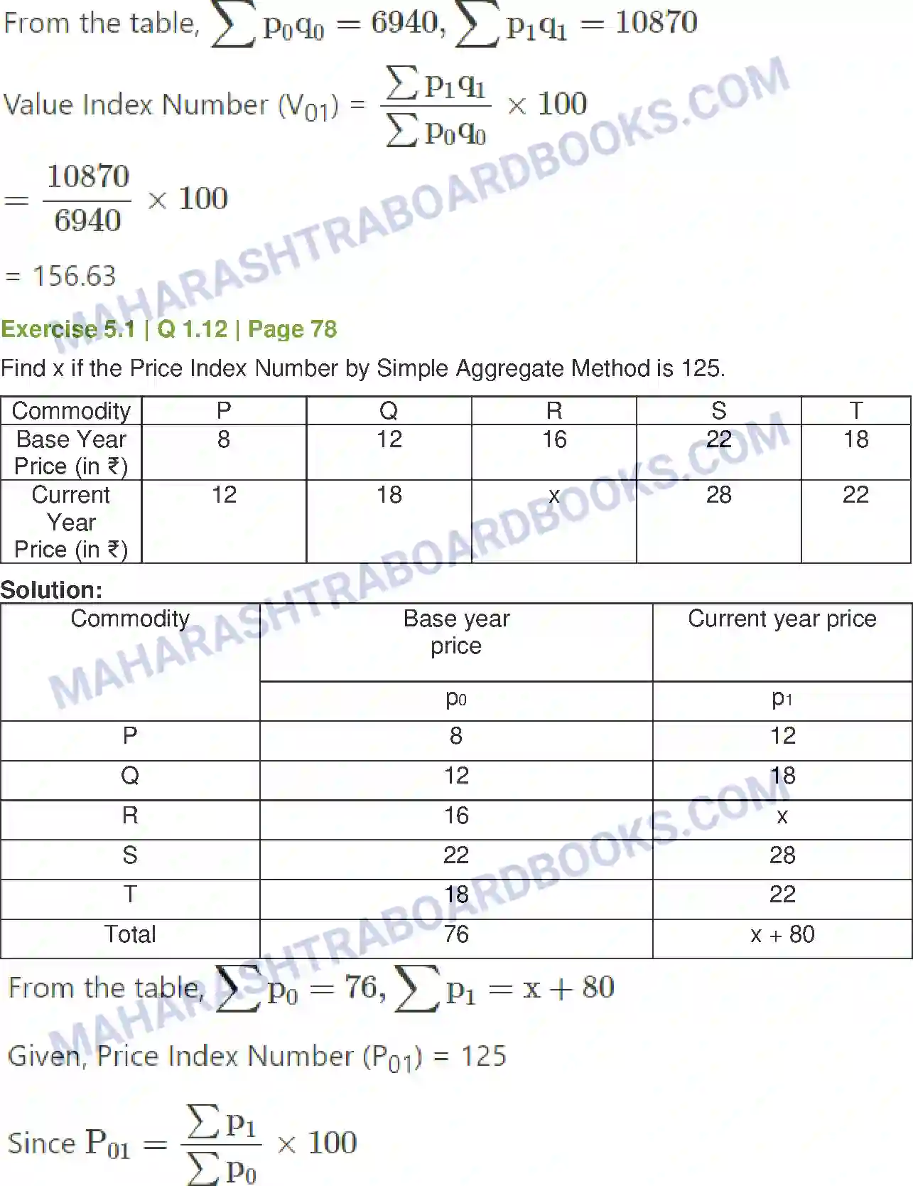 Maharashtra Board Solution Class-12 Mathematics+&+Statistics-2+(Commerce) Index Numbers Image 10