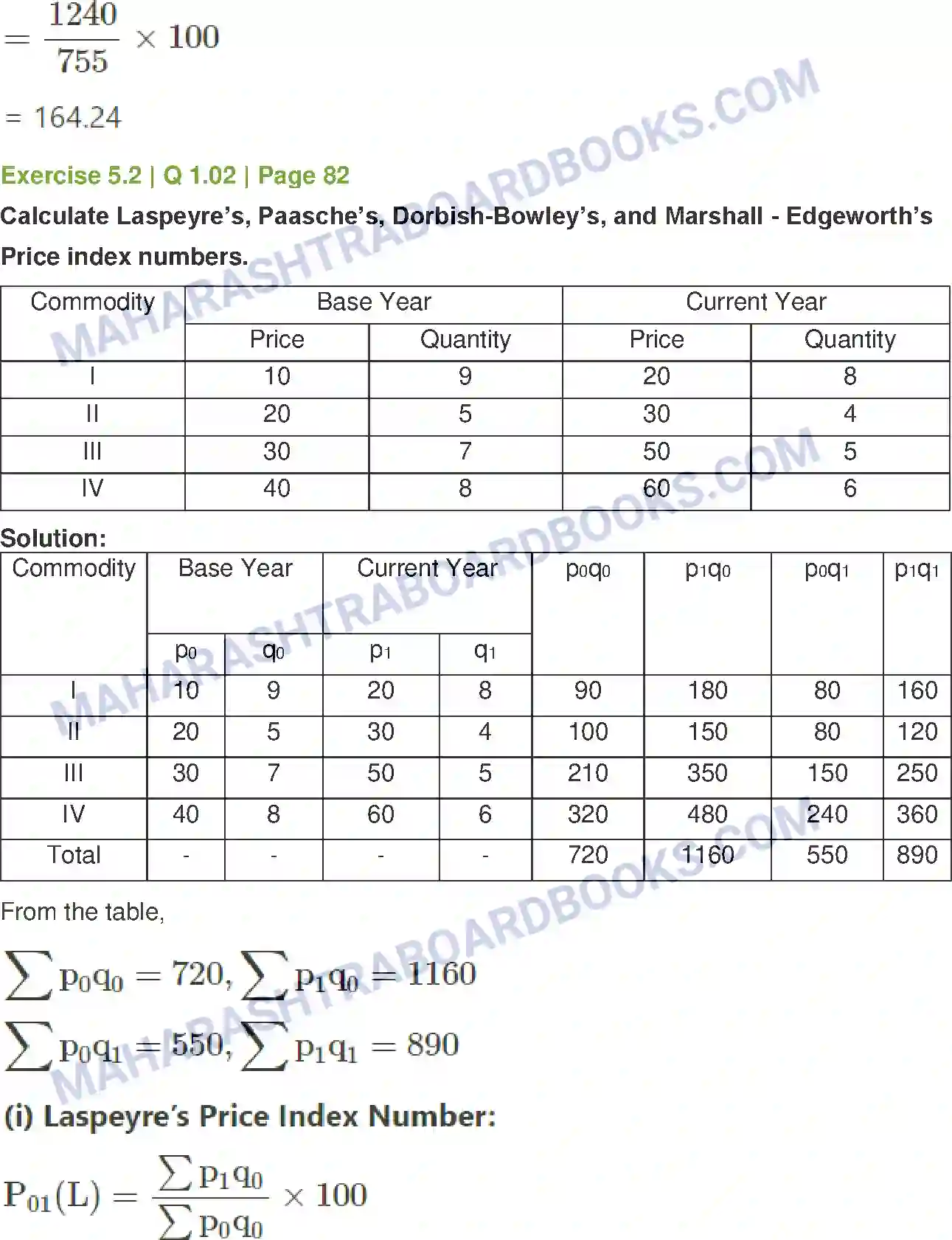 Maharashtra Board Solution Class-12 Mathematics+&+Statistics-2+(Commerce) Index Numbers Image 14