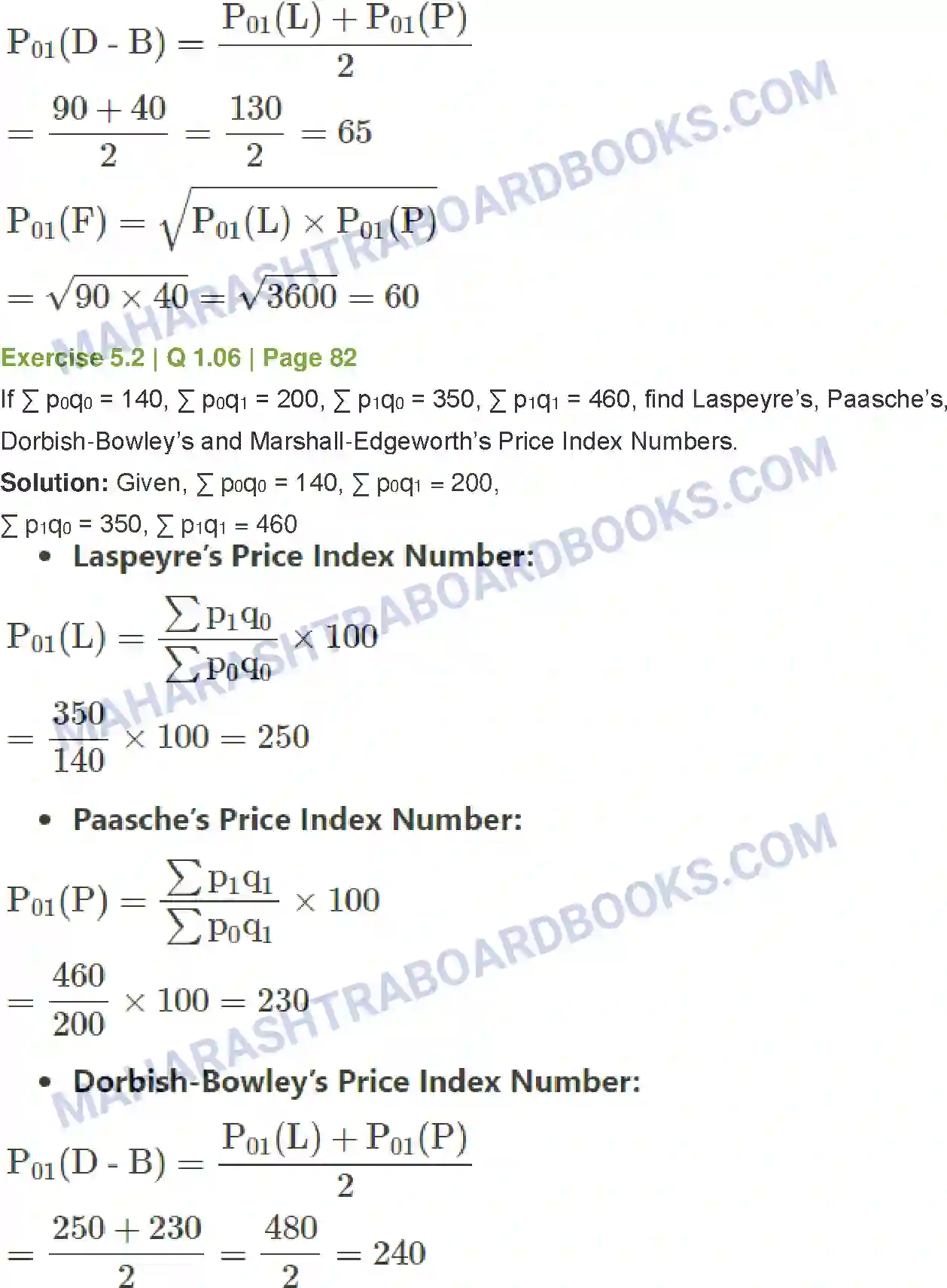 Maharashtra Board Solution Class-12 Mathematics+&+Statistics-2+(Commerce) Index Numbers Image 18