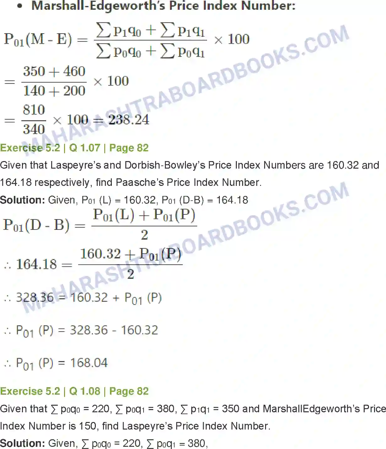 Maharashtra Board Solution Class-12 Mathematics+&+Statistics-2+(Commerce) Index Numbers Image 19