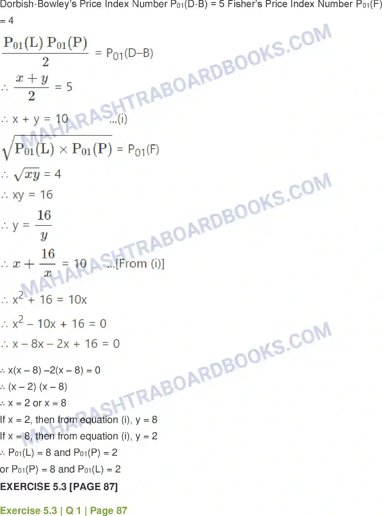 Maharashtra Board Solution Class-12 Mathematics+&+Statistics-2+(Commerce) Index Numbers Image 24