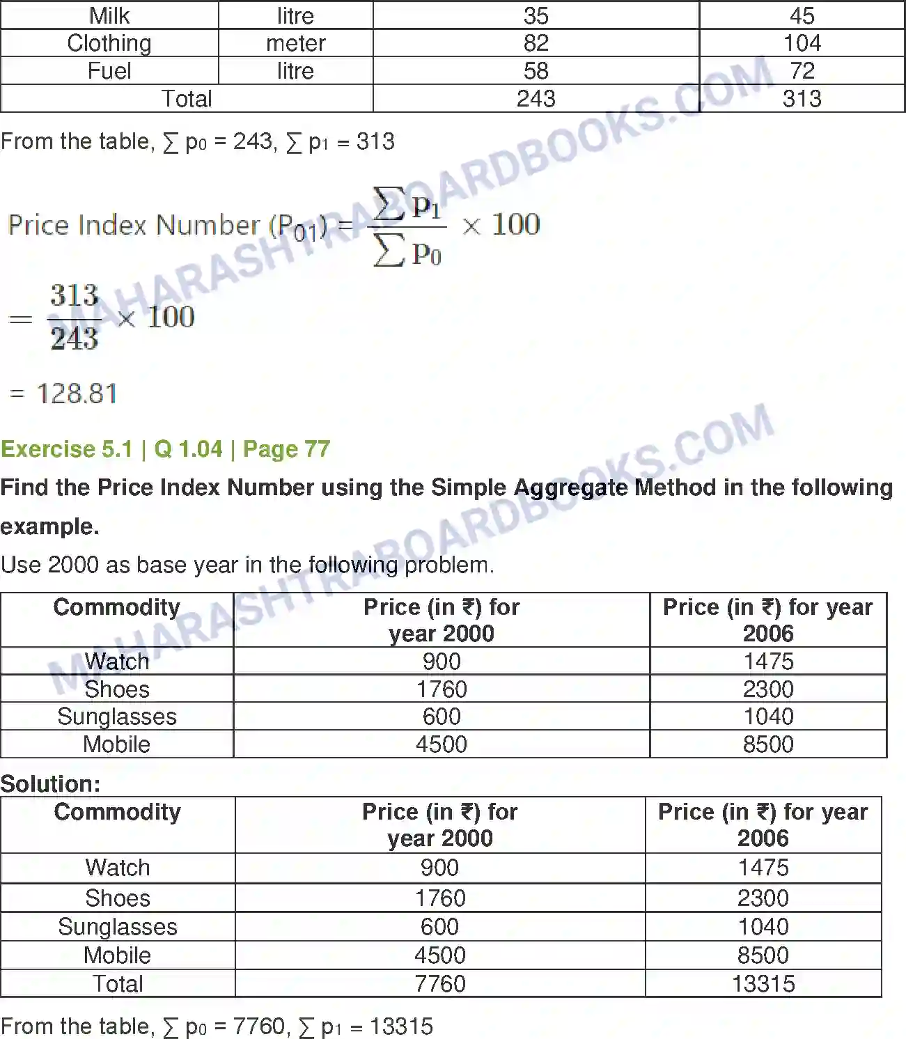 Maharashtra Board Solution Class-12 Mathematics+&+Statistics-2+(Commerce) Index Numbers Image 3