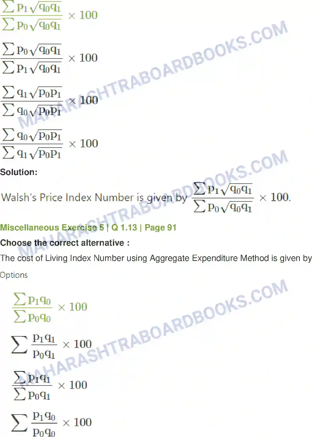 Maharashtra Board Solution Class-12 Mathematics+&+Statistics-2+(Commerce) Index Numbers Image 41