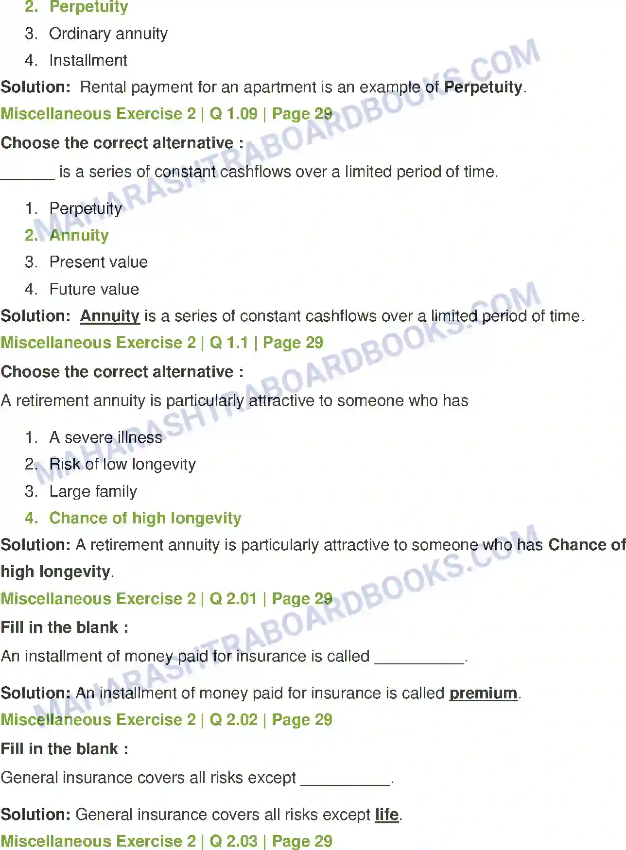 Maharashtra Board Solution Class-12 Mathematics+&+Statistics-2+(Commerce) Insurance and Annuity Image 29