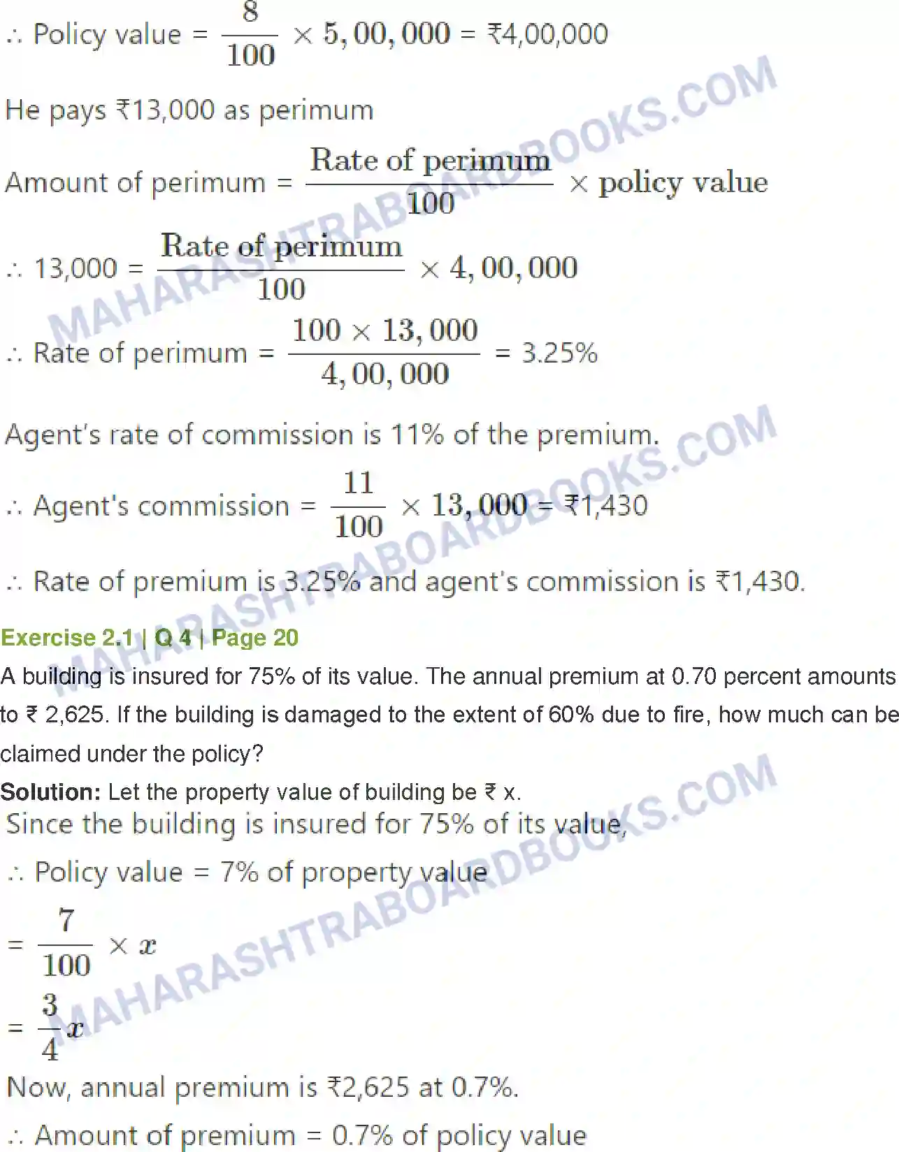 Maharashtra Board Solution Class-12 Mathematics+&+Statistics-2+(Commerce) Insurance and Annuity Image 3