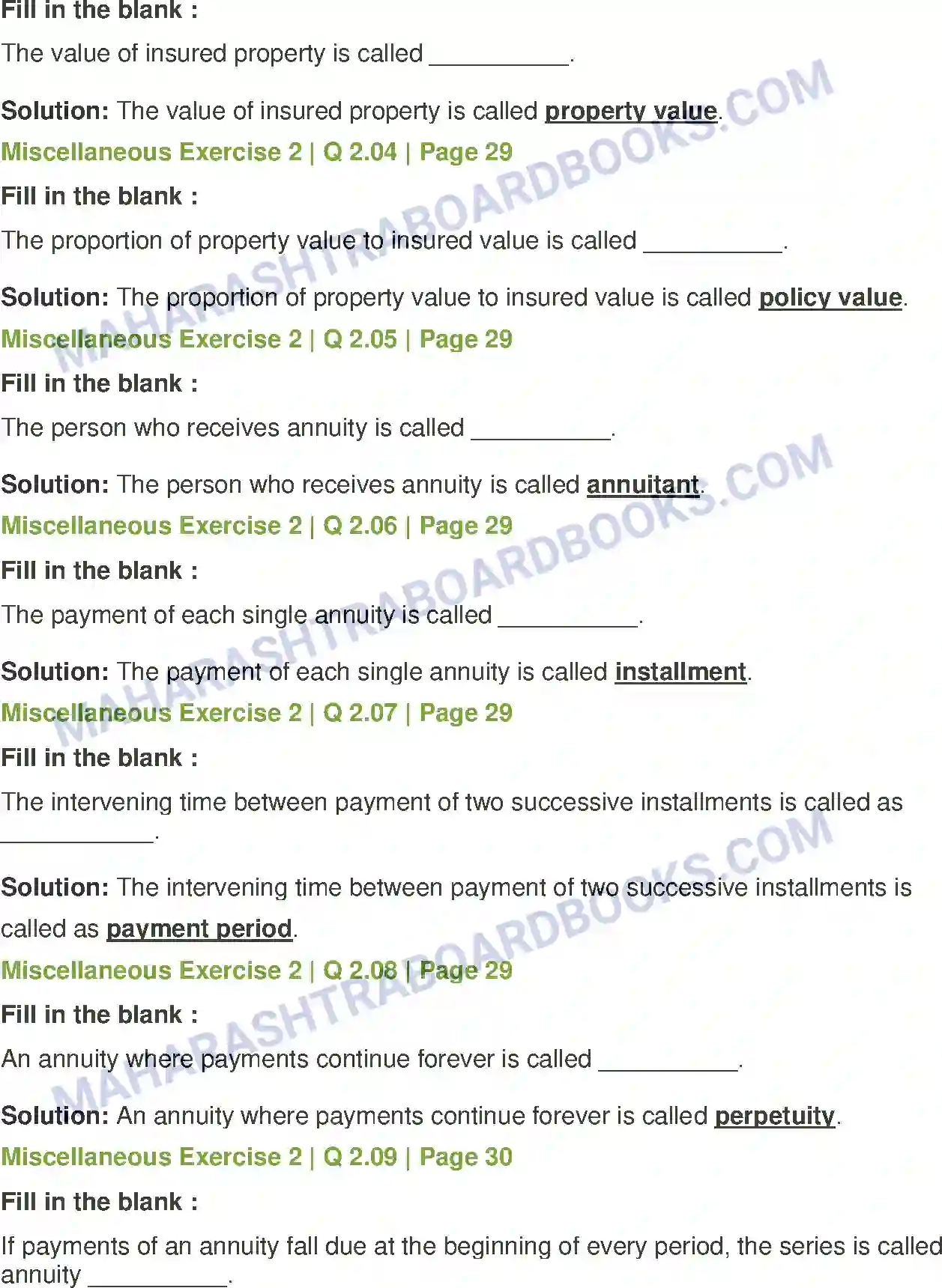 Maharashtra Board Solution Class-12 Mathematics+&+Statistics-2+(Commerce) Insurance and Annuity Image 30