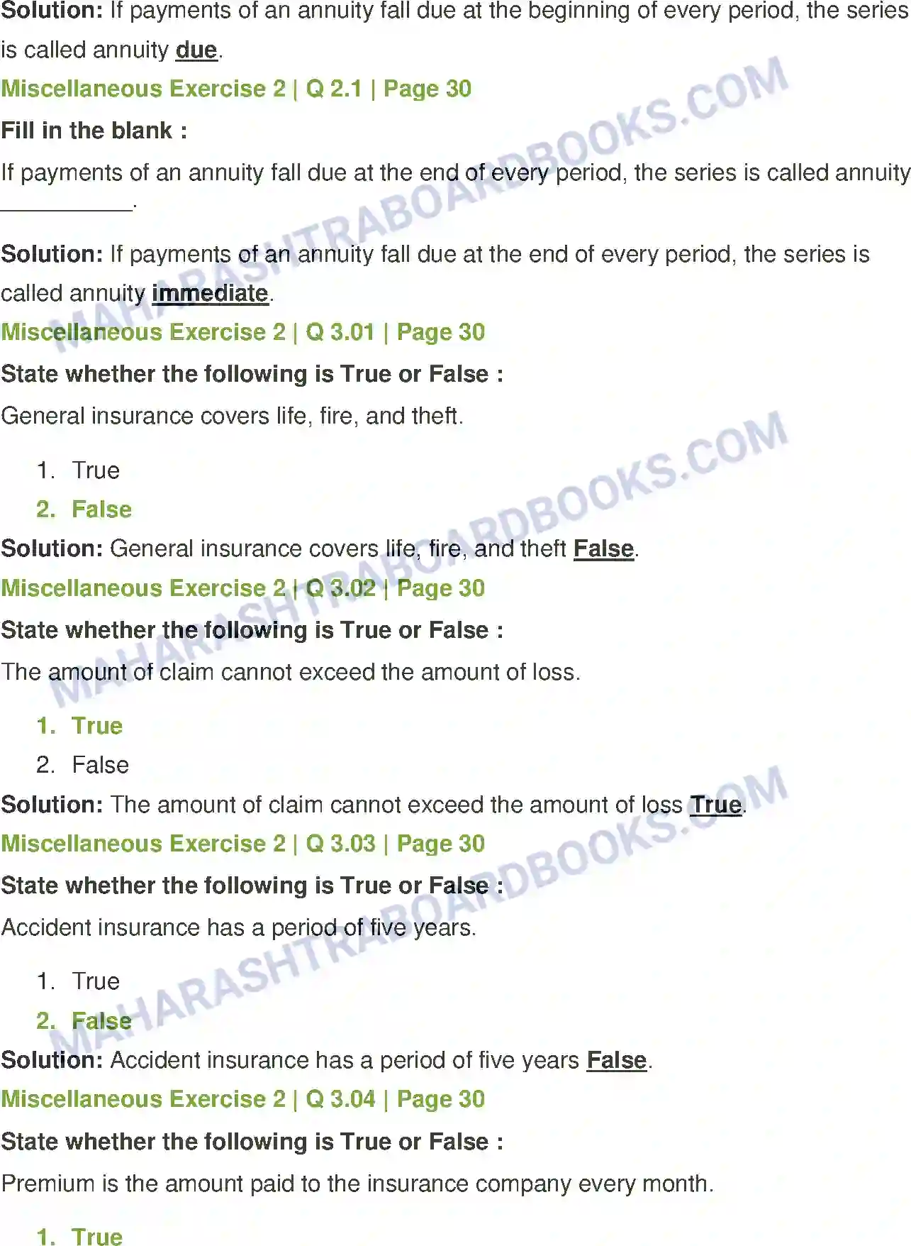 Maharashtra Board Solution Class-12 Mathematics+&+Statistics-2+(Commerce) Insurance and Annuity Image 31