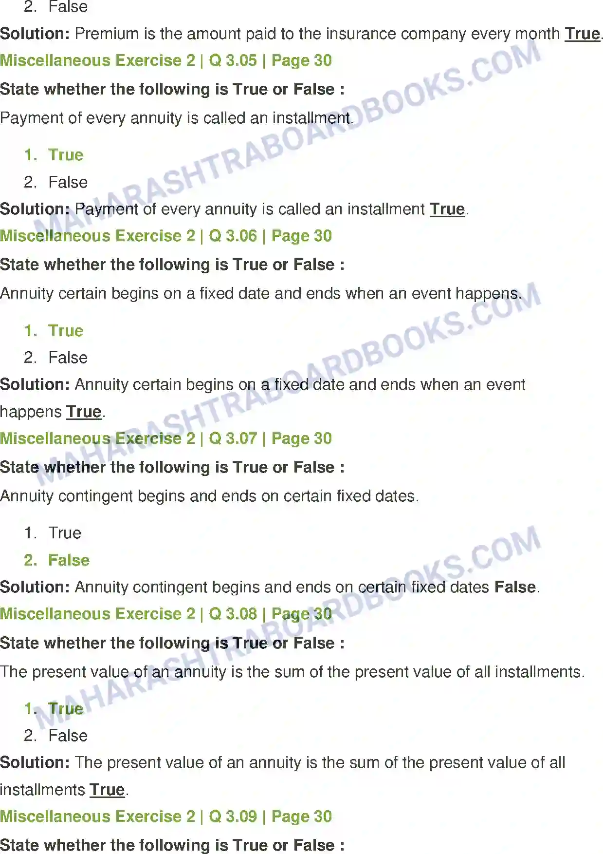 Maharashtra Board Solution Class-12 Mathematics+&+Statistics-2+(Commerce) Insurance and Annuity Image 32