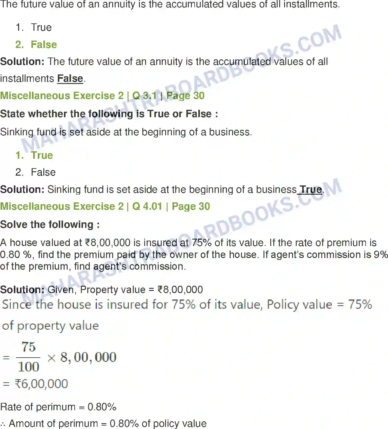 Maharashtra Board Solution Class-12 Mathematics+&+Statistics-2+(Commerce) Insurance and Annuity Image 33