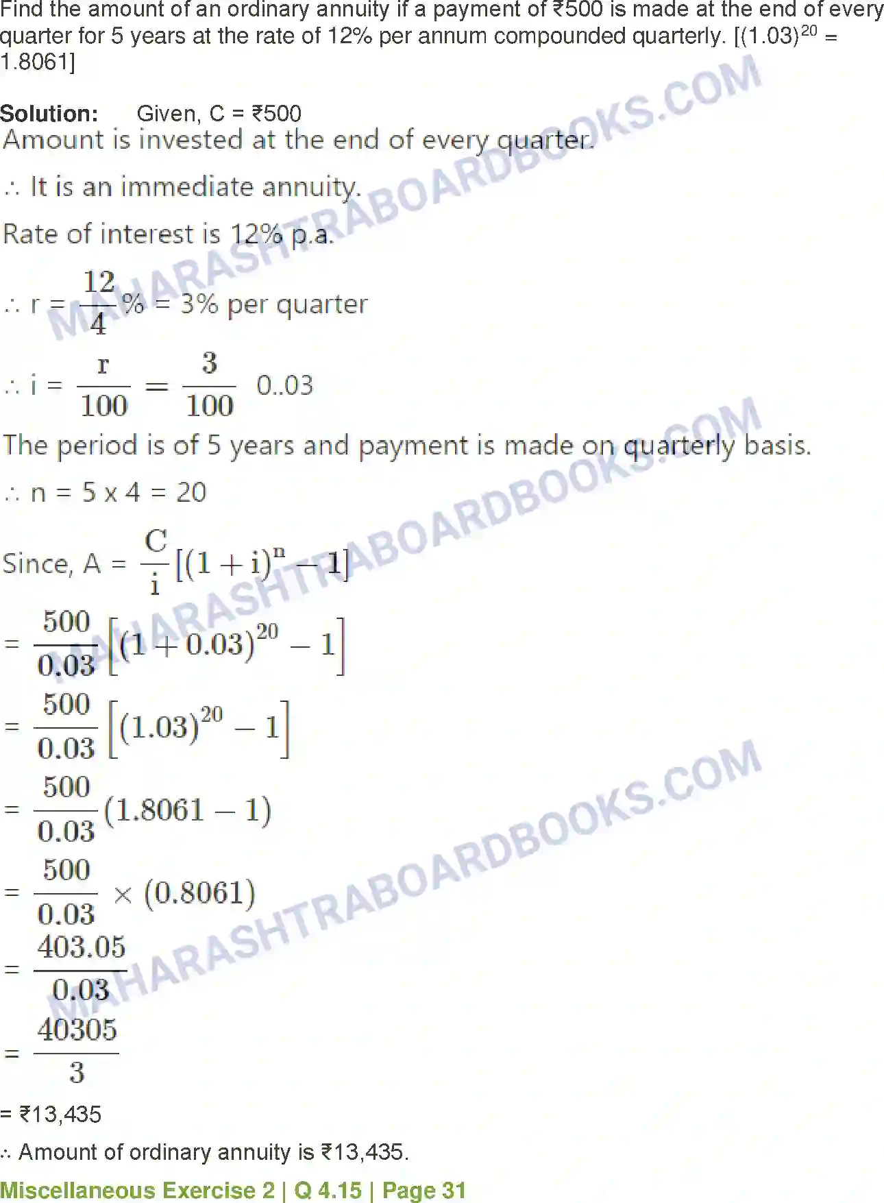 Maharashtra Board Solution Class-12 Mathematics+&+Statistics-2+(Commerce) Insurance and Annuity Image 52