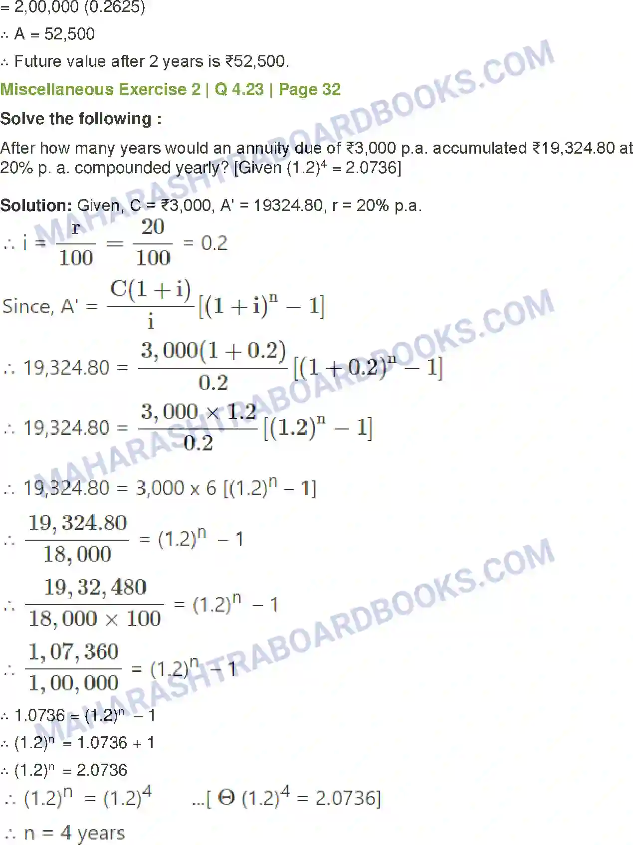 Maharashtra Board Solution Class-12 Mathematics+&+Statistics-2+(Commerce) Insurance and Annuity Image 60