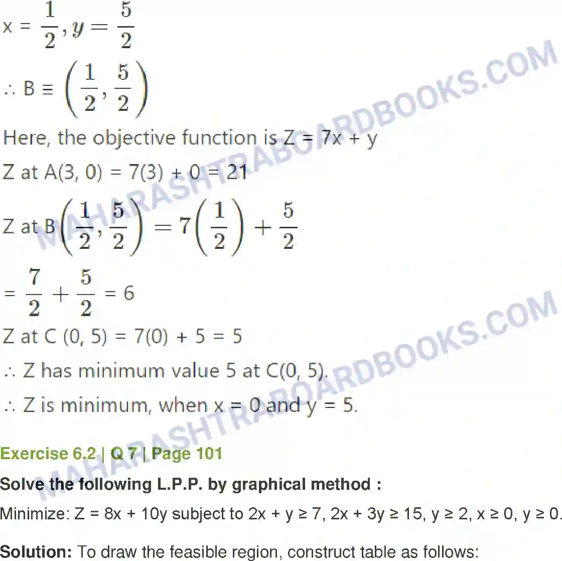 Maharashtra Board Solution Class-12 Mathematics+&+Statistics-2+(Commerce) Linear Programming Image 18