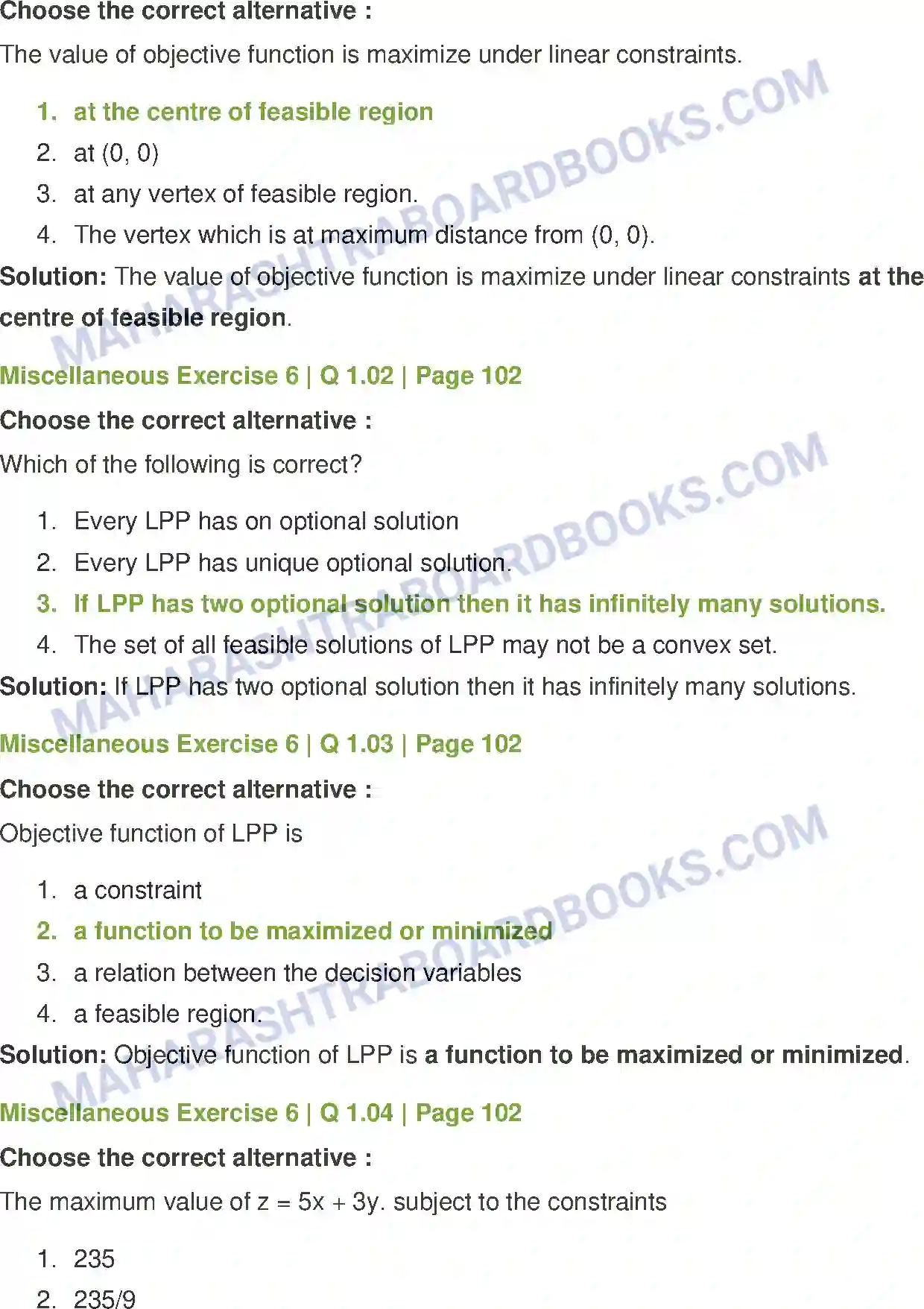 Maharashtra Board Solution Class-12 Mathematics+&+Statistics-2+(Commerce) Linear Programming Image 23