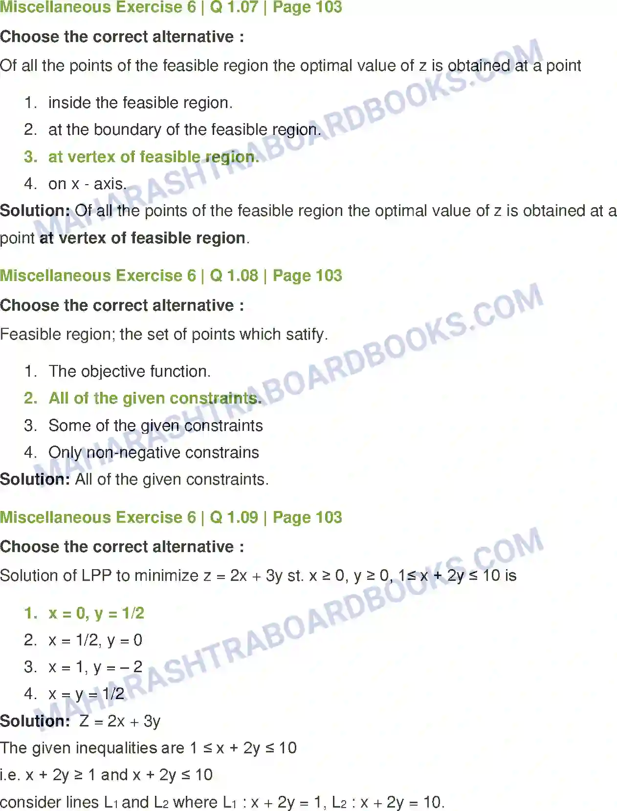 Maharashtra Board Solution Class-12 Mathematics+&+Statistics-2+(Commerce) Linear Programming Image 28