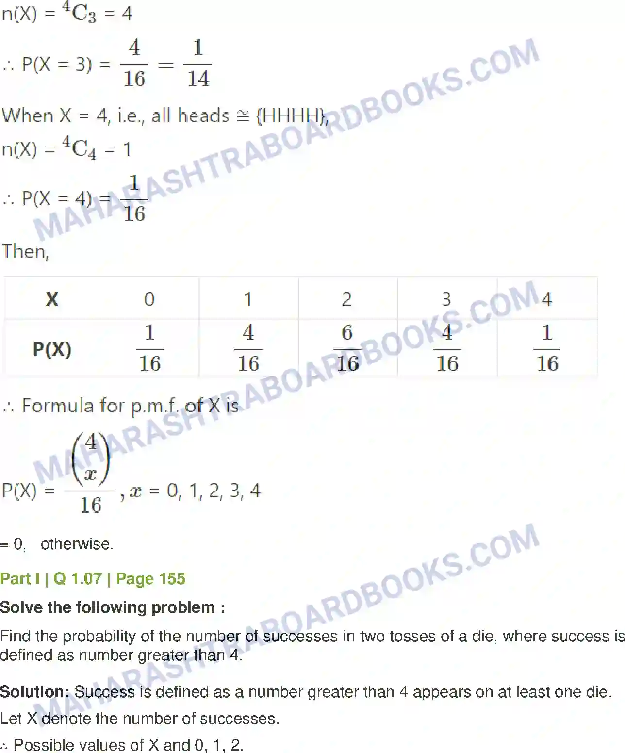 Maharashtra Board Solution Class-12 Mathematics+&+Statistics-2+(Commerce) Probability Distributions Image 101