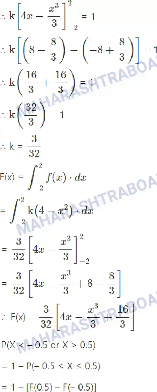 Maharashtra Board Solution Class-12 Mathematics+&+Statistics-2+(Commerce) Probability Distributions Image 120