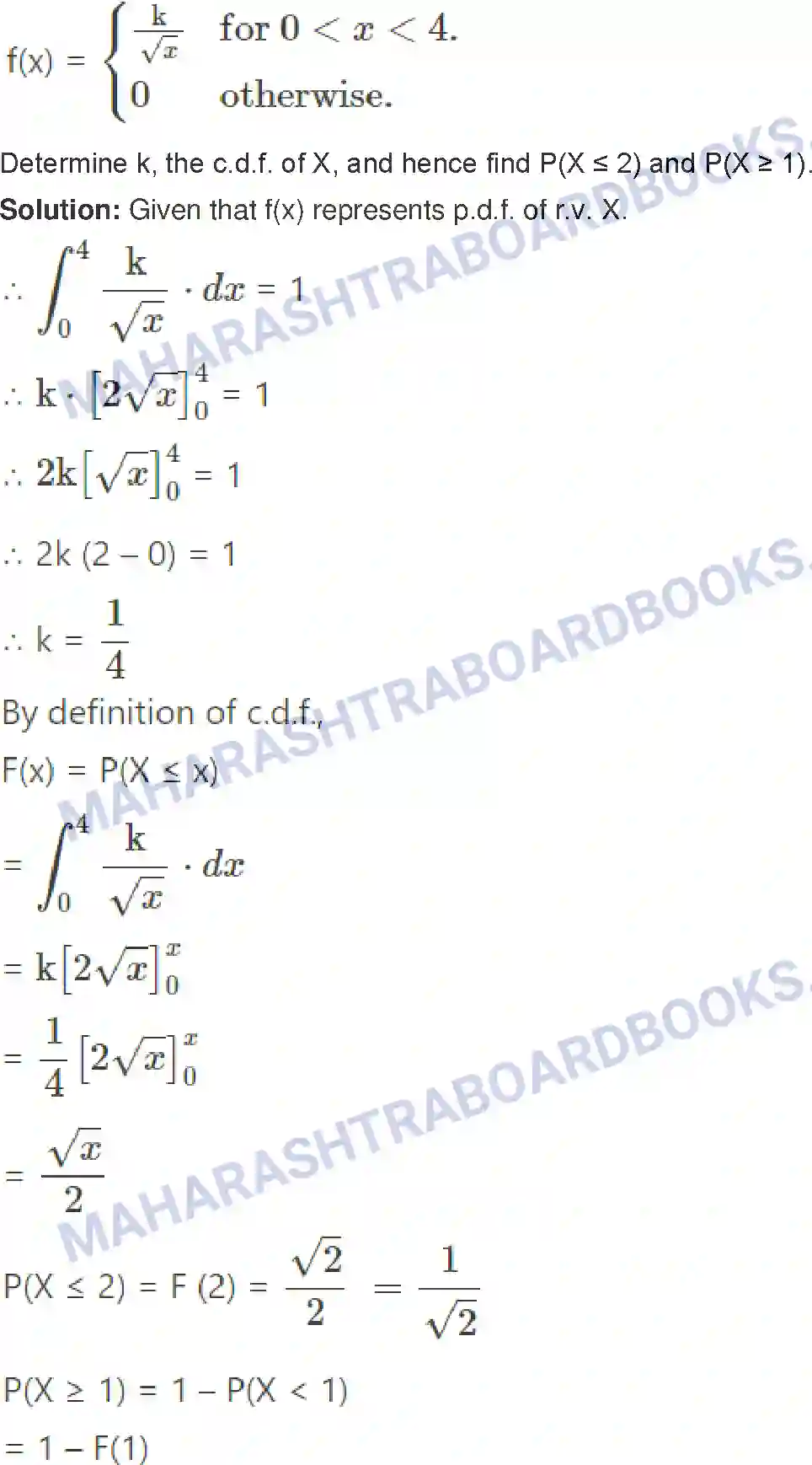 Maharashtra Board Solution Class-12 Mathematics+&+Statistics-2+(Commerce) Probability Distributions Image 125