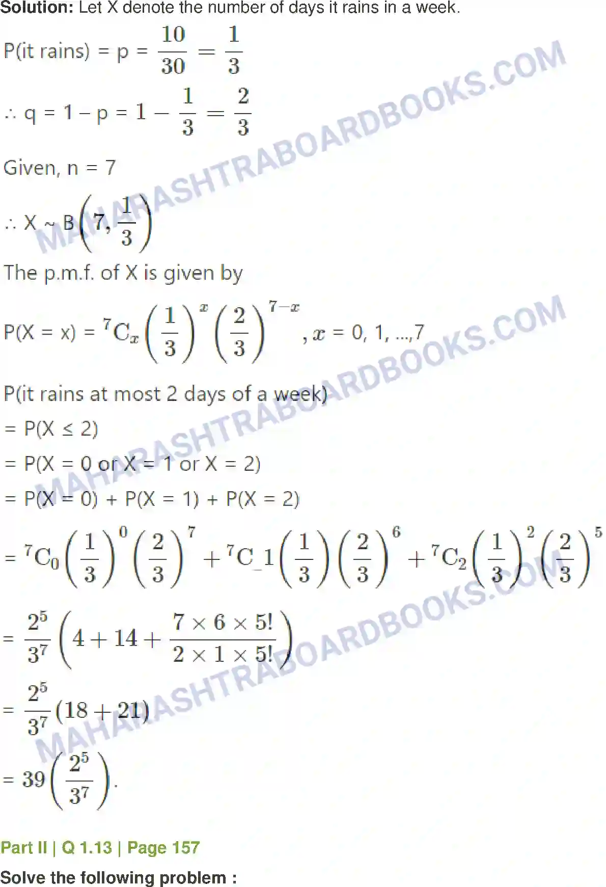 Maharashtra Board Solution Class-12 Mathematics+&+Statistics-2+(Commerce) Probability Distributions Image 141