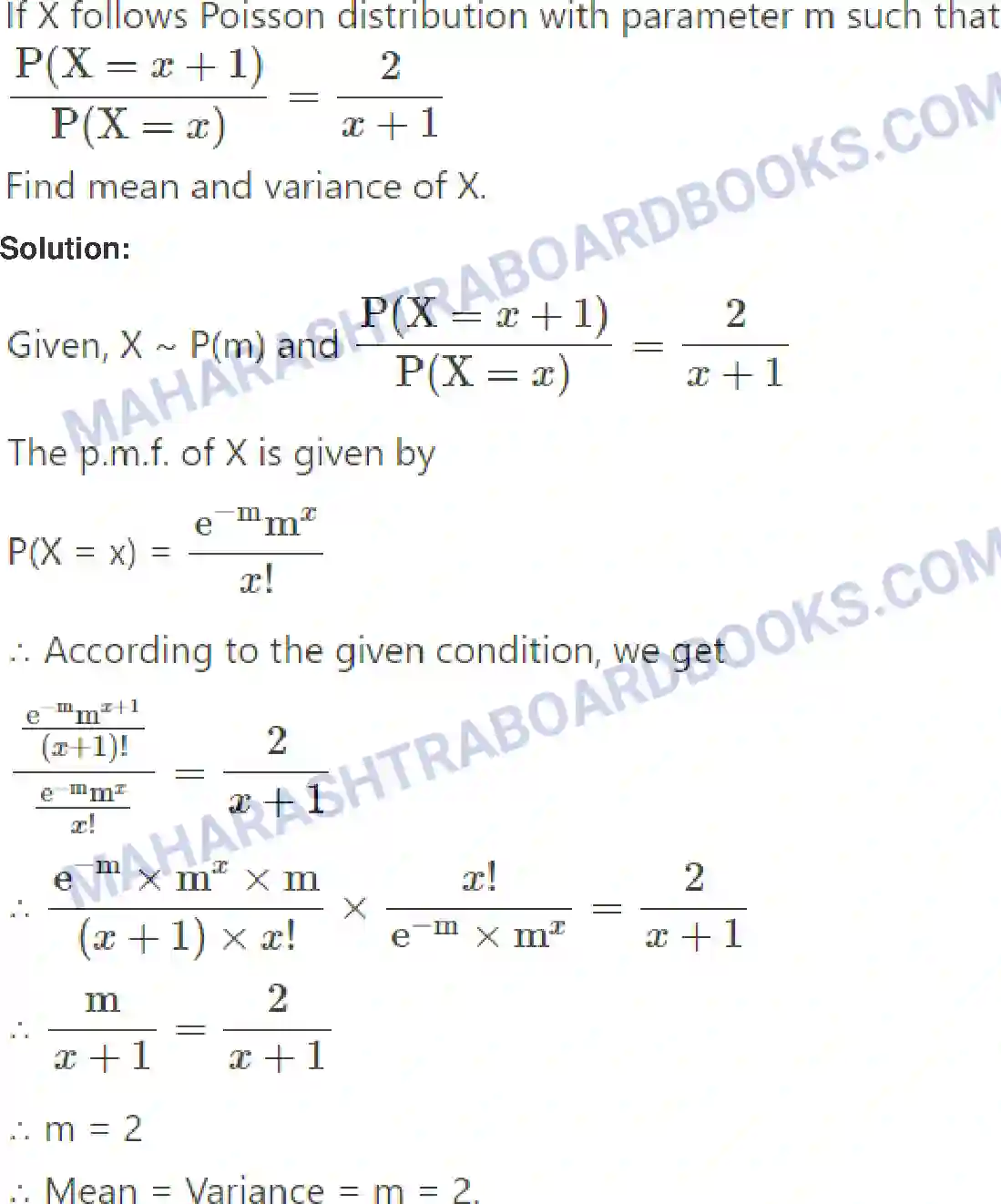 Maharashtra Board Solution Class-12 Mathematics+&+Statistics-2+(Commerce) Probability Distributions Image 143