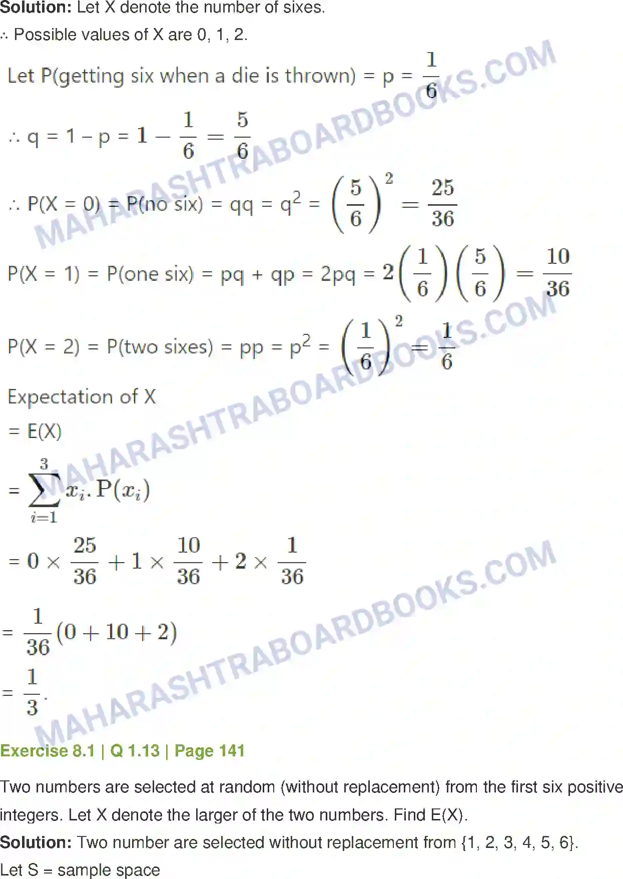 Maharashtra Board Solution Class-12 Mathematics+&+Statistics-2+(Commerce) Probability Distributions Image 15