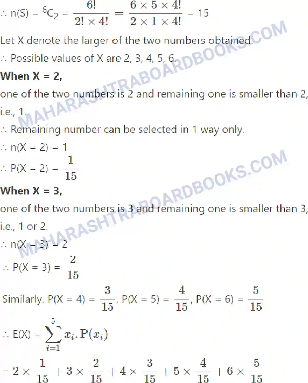 Maharashtra Board Solution Class-12 Mathematics+&+Statistics-2+(Commerce) Probability Distributions Image 16