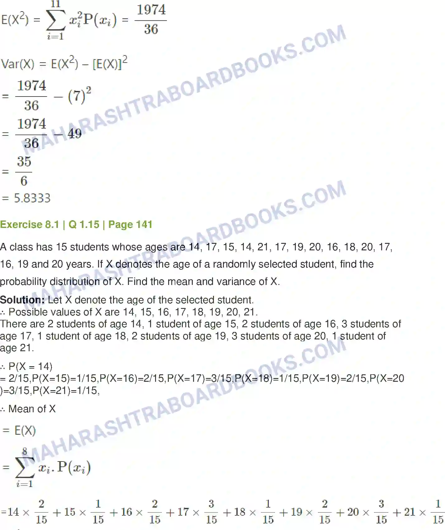 Maharashtra Board Solution Class-12 Mathematics+&+Statistics-2+(Commerce) Probability Distributions Image 18