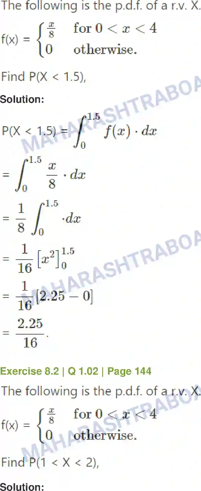 Maharashtra Board Solution Class-12 Mathematics+&+Statistics-2+(Commerce) Probability Distributions Image 22