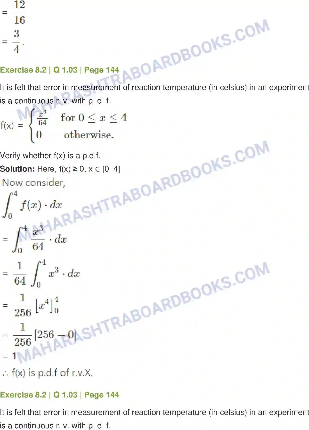 Maharashtra Board Solution Class-12 Mathematics+&+Statistics-2+(Commerce) Probability Distributions Image 24