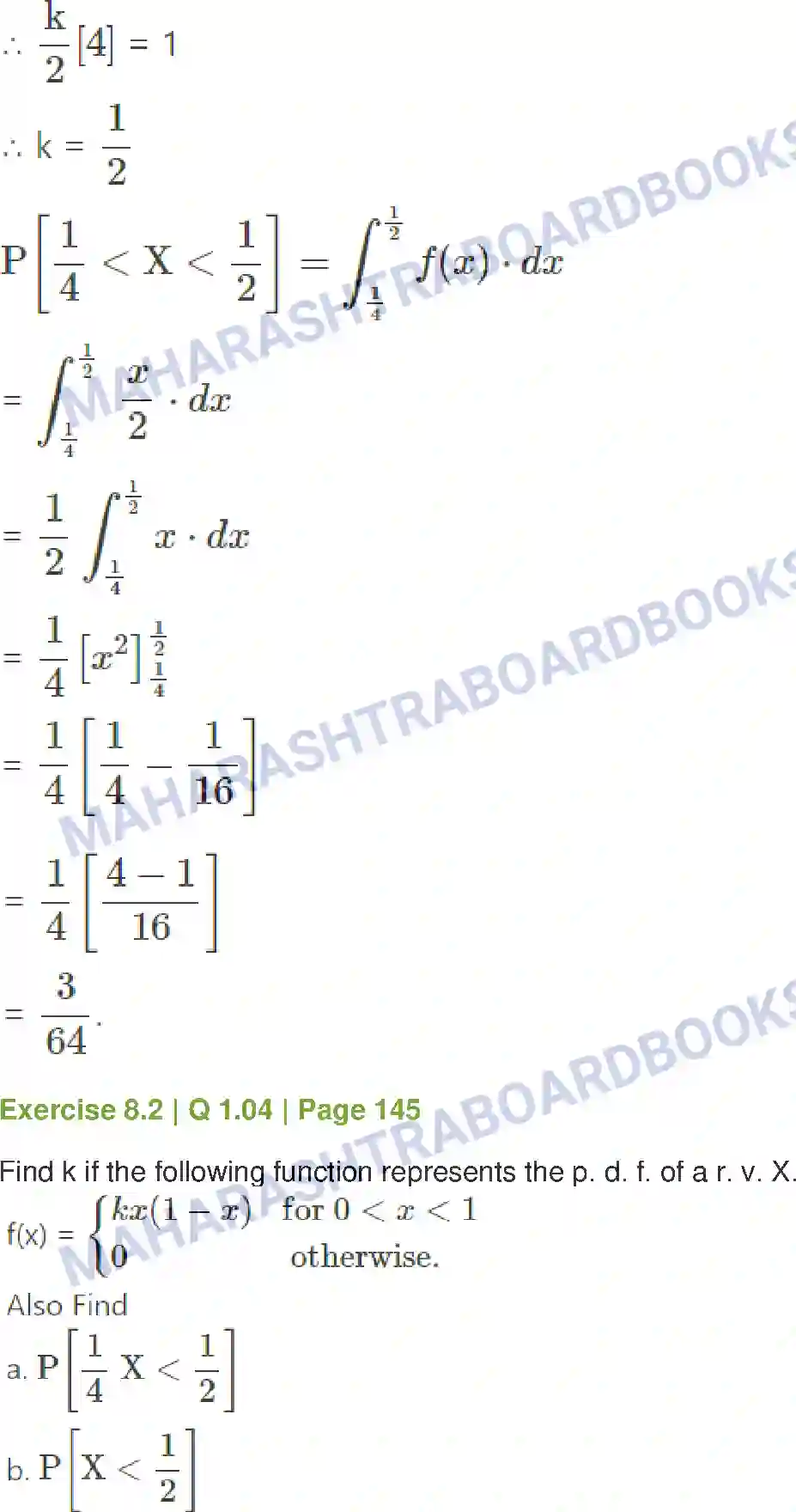 Maharashtra Board Solution Class-12 Mathematics+&+Statistics-2+(Commerce) Probability Distributions Image 27