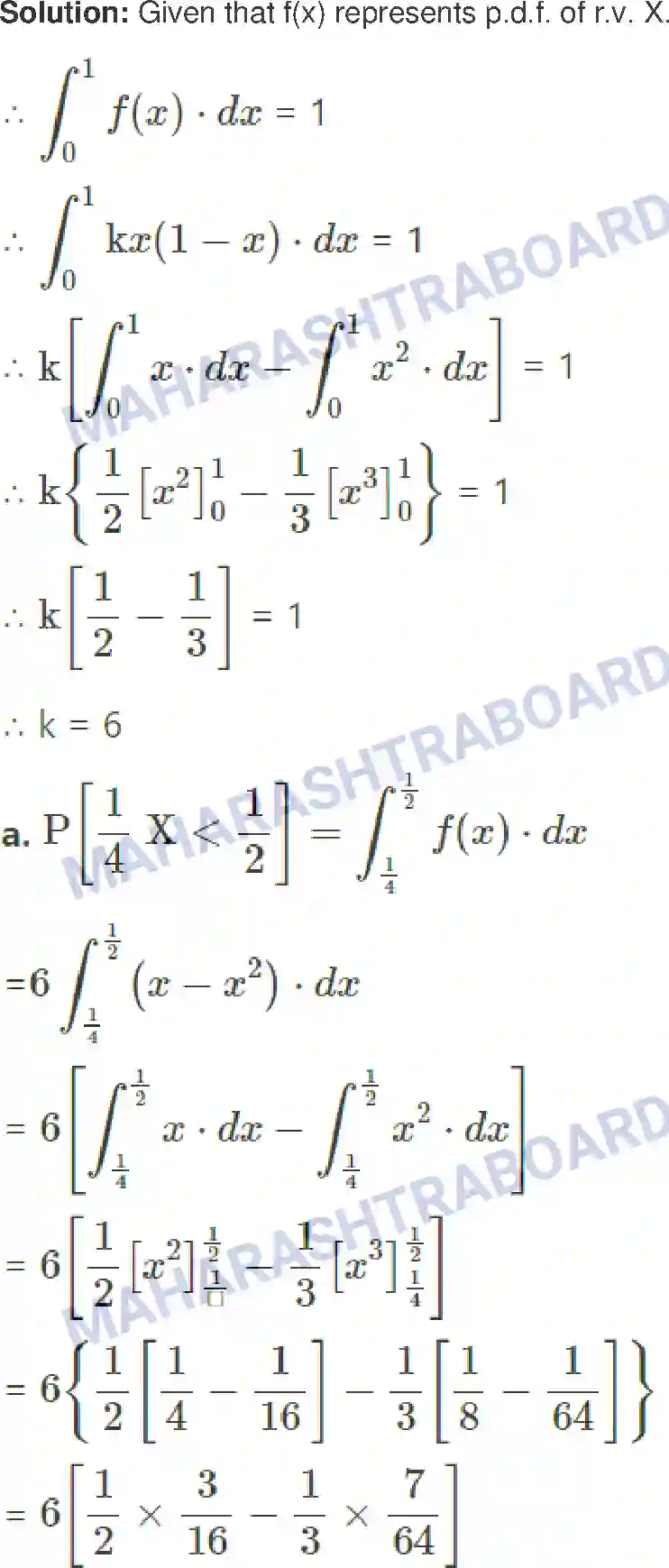 Maharashtra Board Solution Class-12 Mathematics+&+Statistics-2+(Commerce) Probability Distributions Image 28