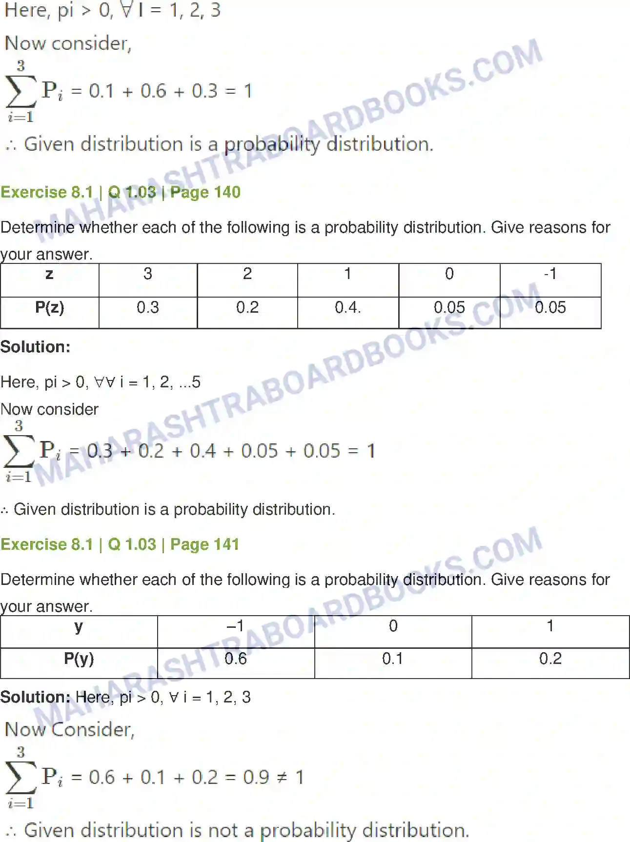 Maharashtra Board Solution Class-12 Mathematics+&+Statistics-2+(Commerce) Probability Distributions Image 3