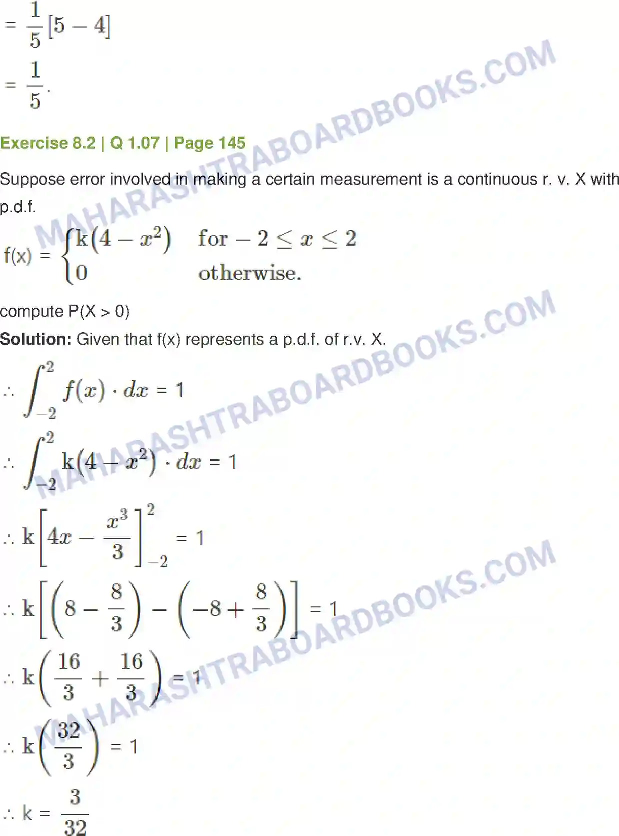 Maharashtra Board Solution Class-12 Mathematics+&+Statistics-2+(Commerce) Probability Distributions Image 33