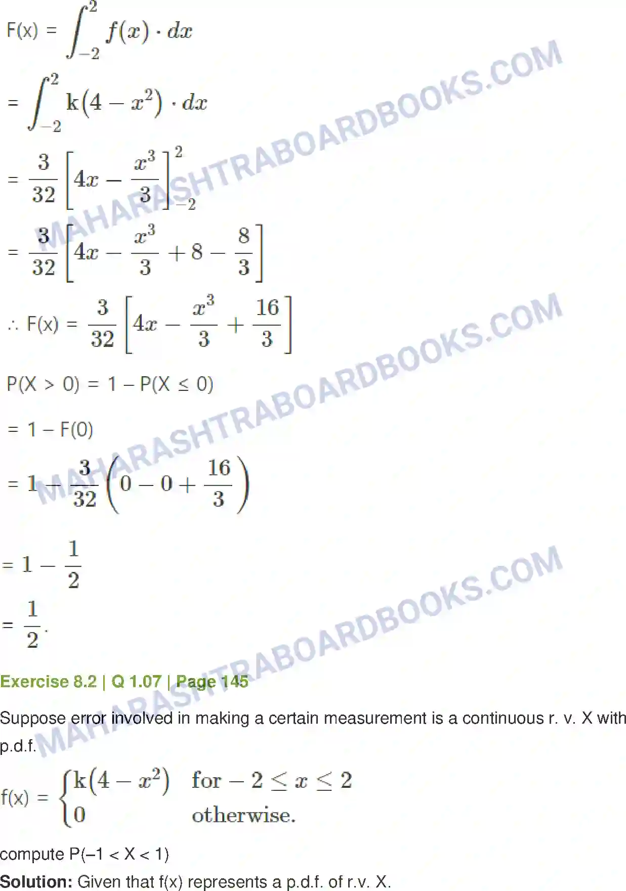 Maharashtra Board Solution Class-12 Mathematics+&+Statistics-2+(Commerce) Probability Distributions Image 34