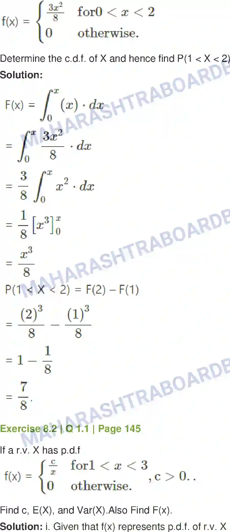 Maharashtra Board Solution Class-12 Mathematics+&+Statistics-2+(Commerce) Probability Distributions Image 42