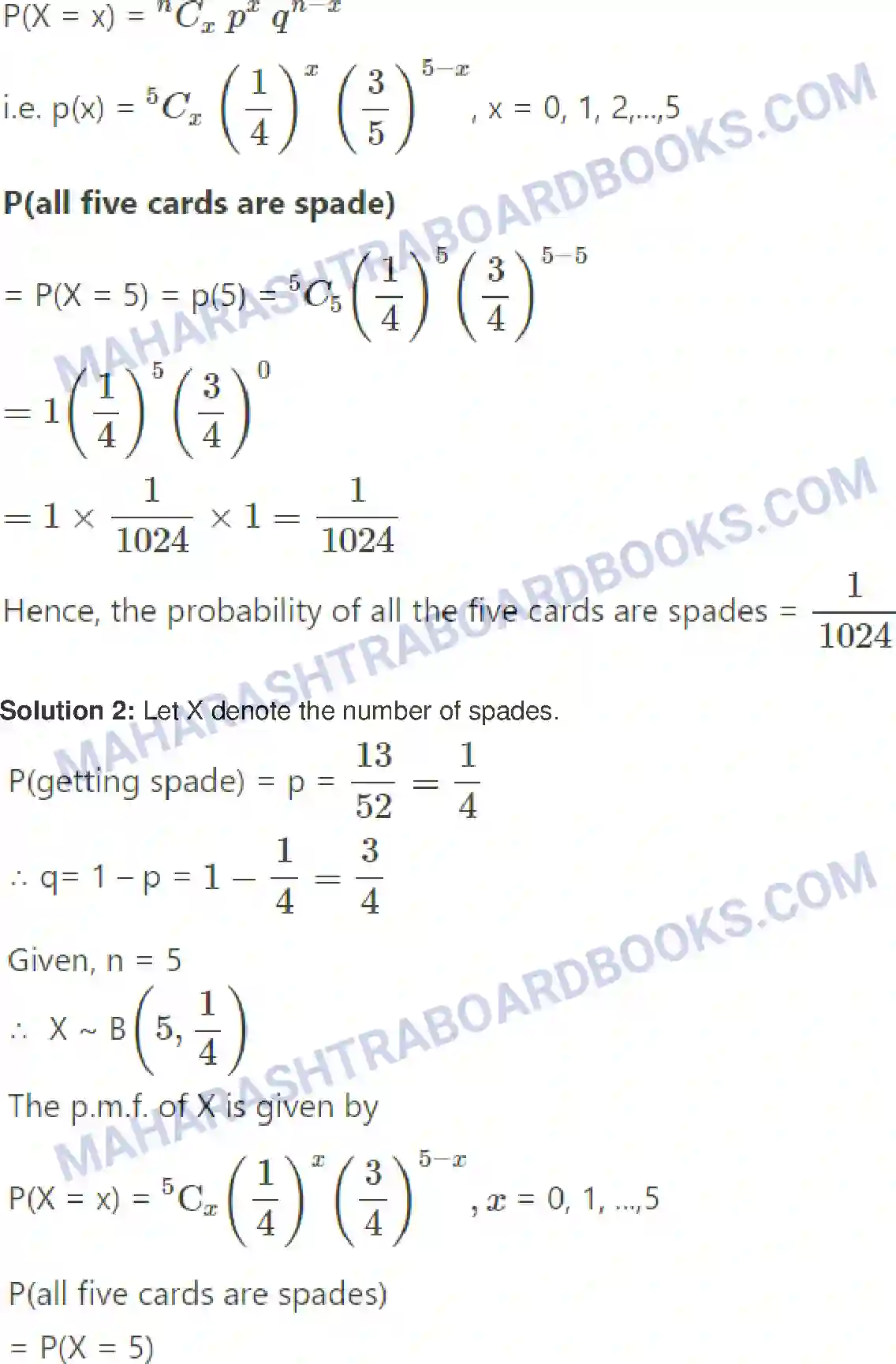 Maharashtra Board Solution Class-12 Mathematics+&+Statistics-2+(Commerce) Probability Distributions Image 51