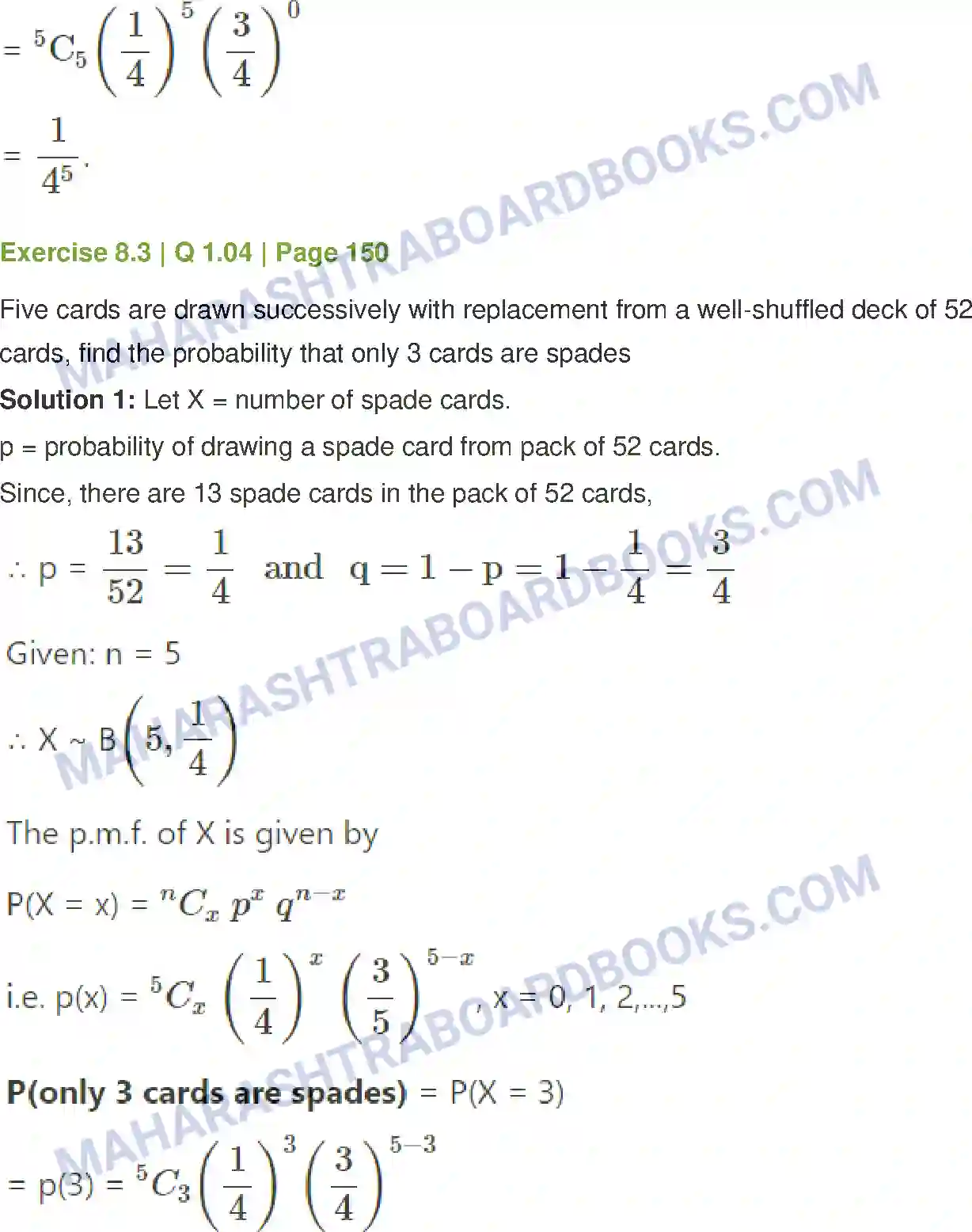 Maharashtra Board Solution Class-12 Mathematics+&+Statistics-2+(Commerce) Probability Distributions Image 52