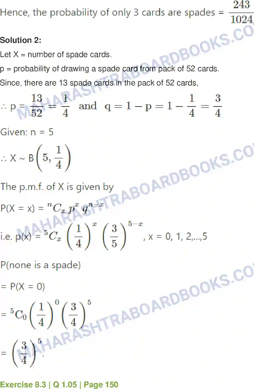 Maharashtra Board Solution Class-12 Mathematics+&+Statistics-2+(Commerce) Probability Distributions Image 55