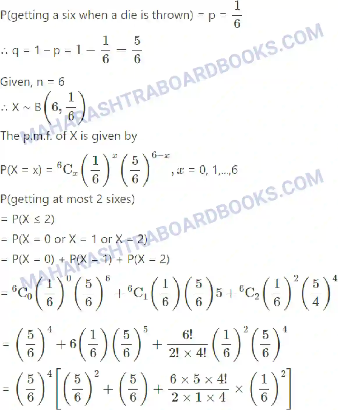 Maharashtra Board Solution Class-12 Mathematics+&+Statistics-2+(Commerce) Probability Distributions Image 60